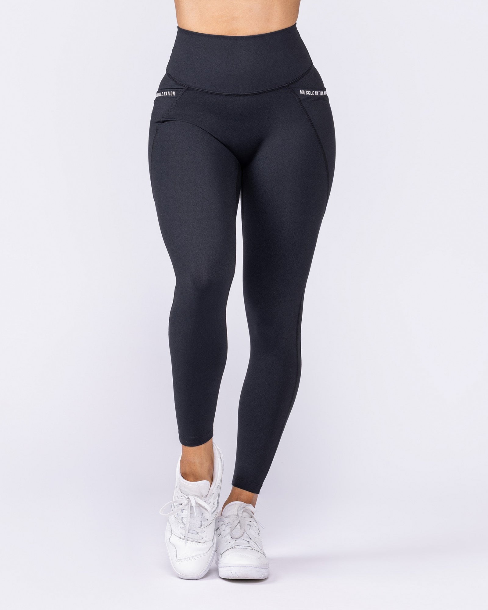 Illusion Signature Pocket Ankle Length Leggings - Black