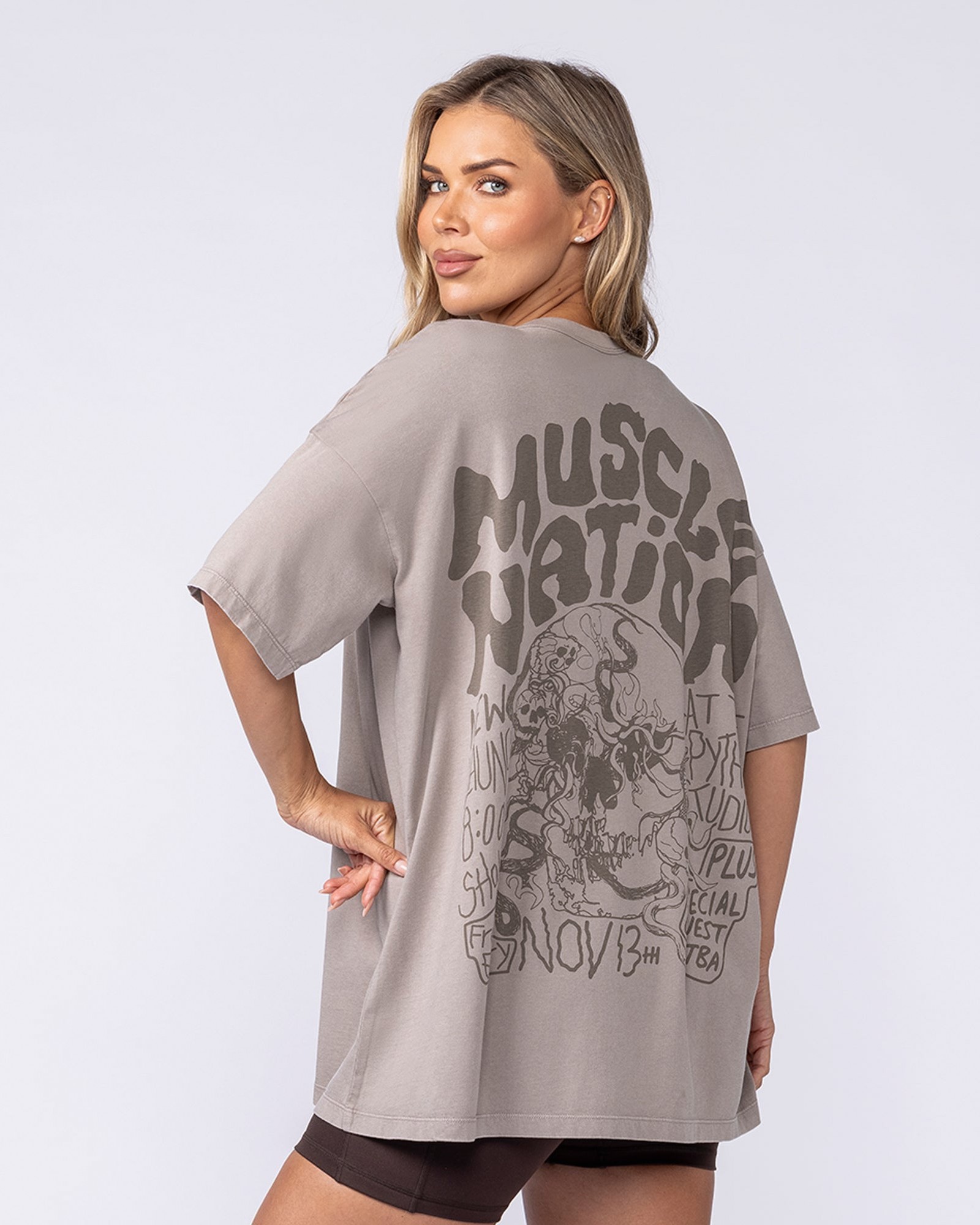 Rock On Oversized Tee - Washed Oat