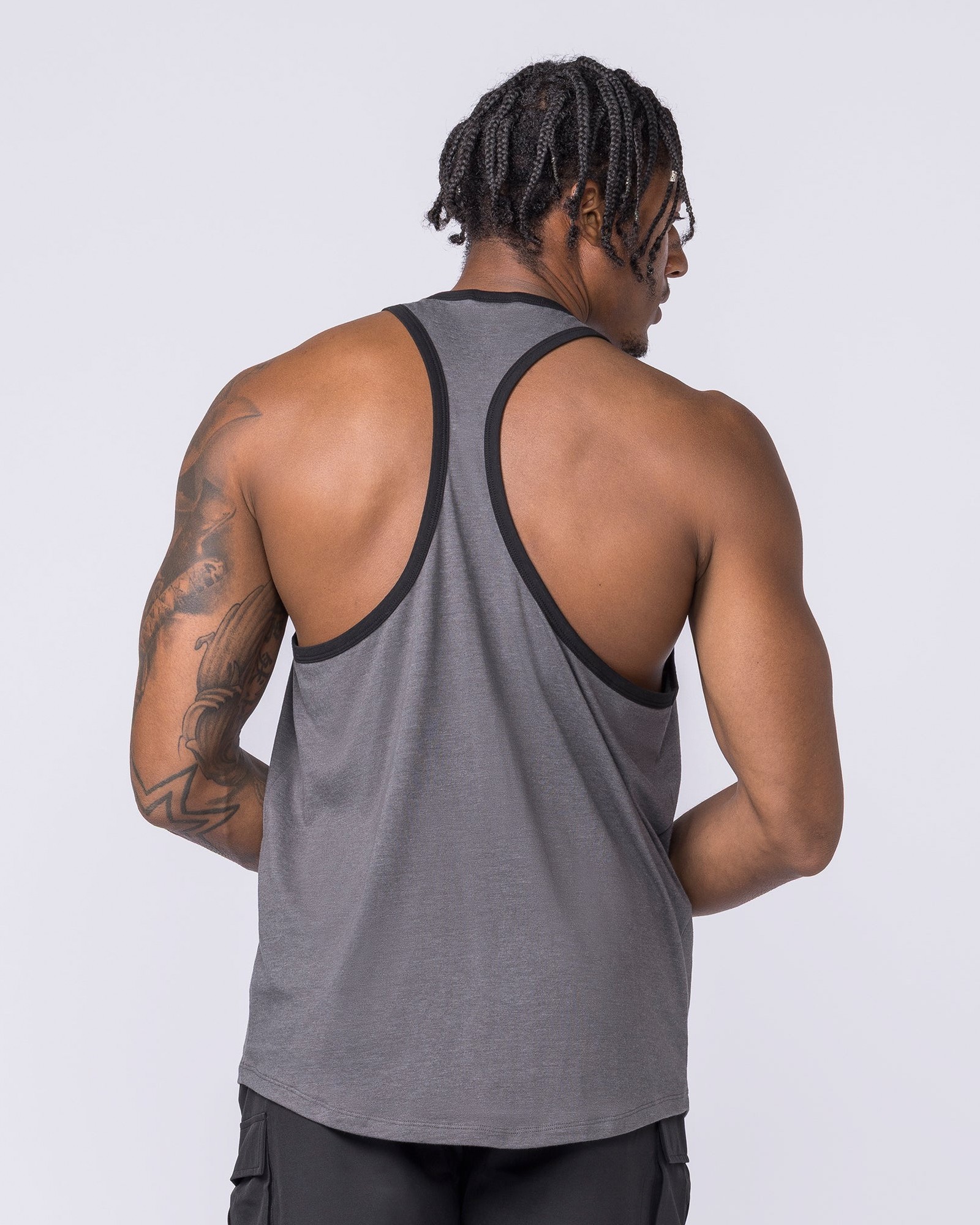 Striker Y Back Singlet - Mid Grey Marl
