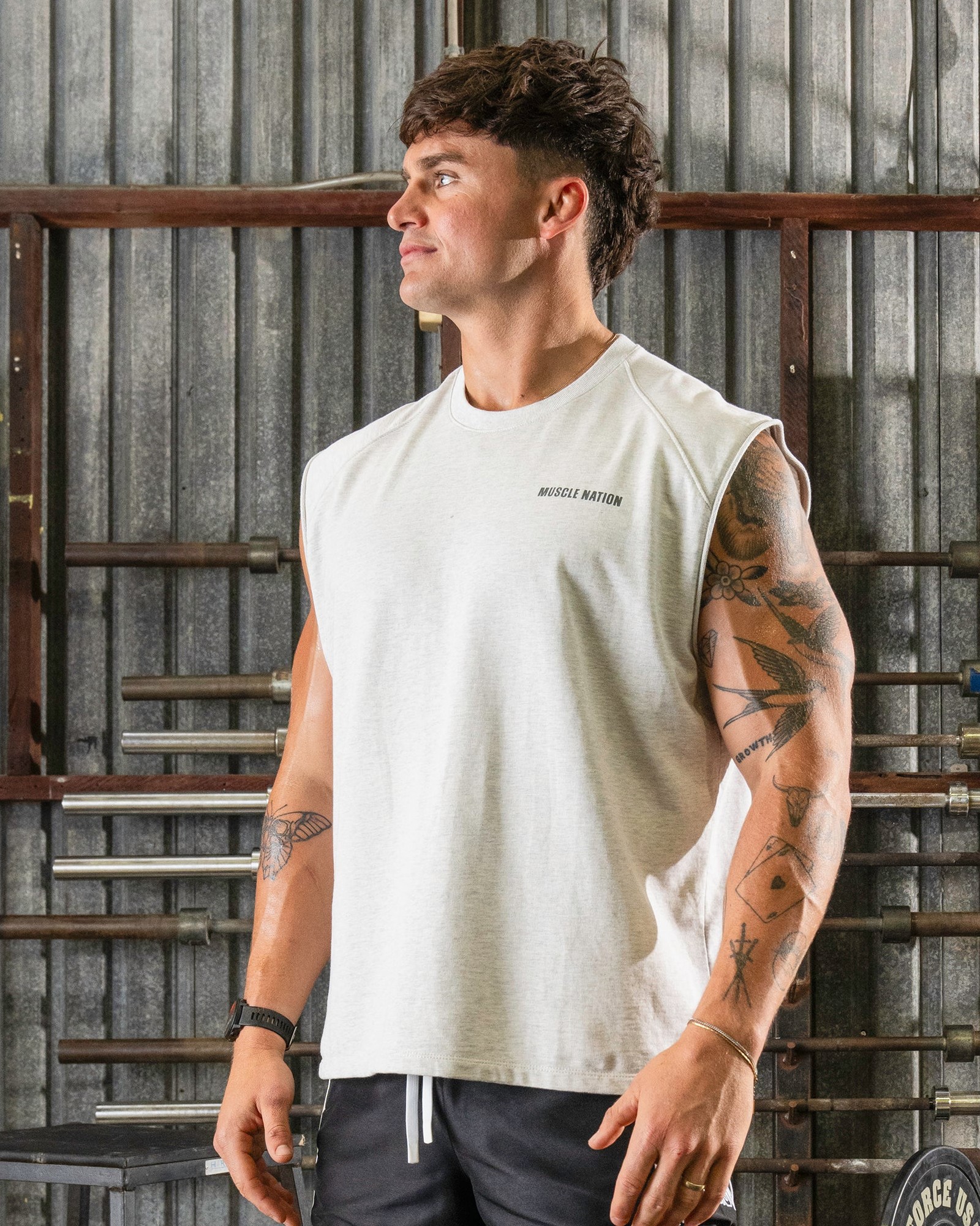 Essential Boxy Muscle Tank - Snow Grey Marl