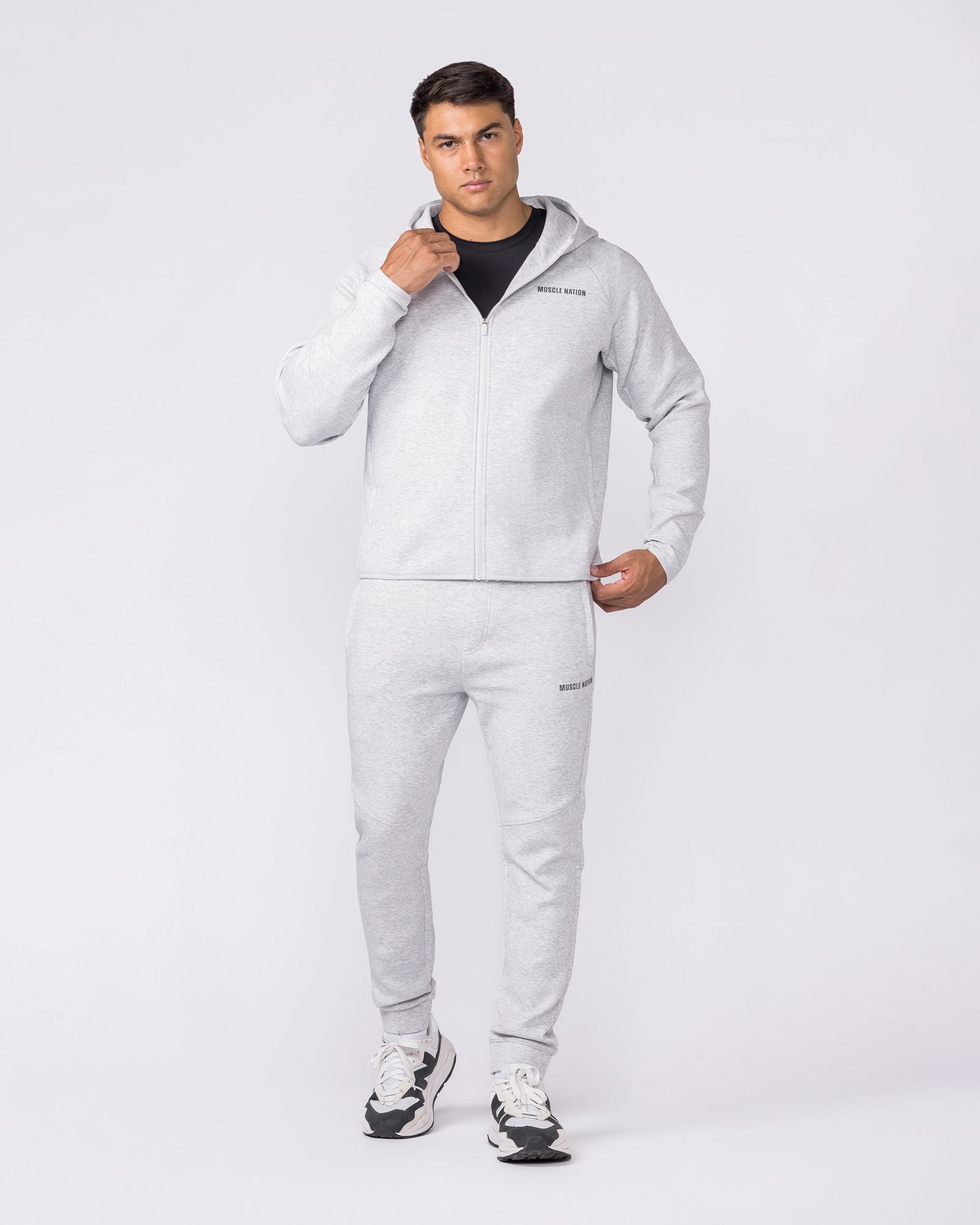 Essential Tech Zip Hoodie - Grey Marl