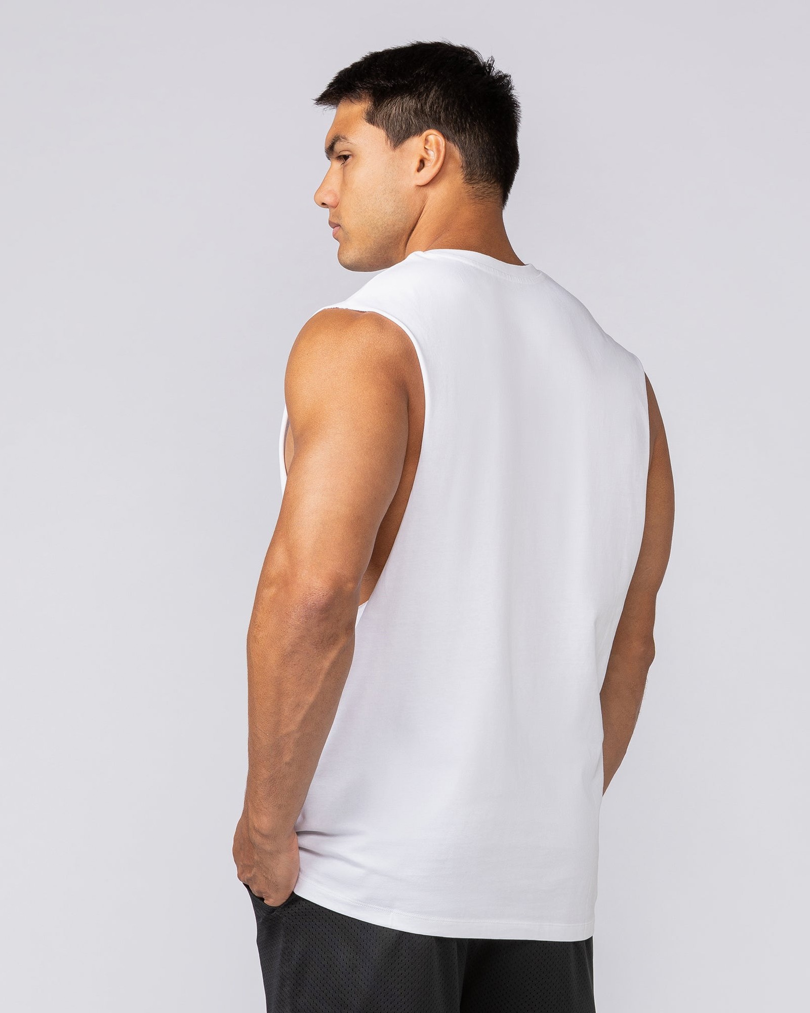 Varsity Training Drop Arm Tank - White
