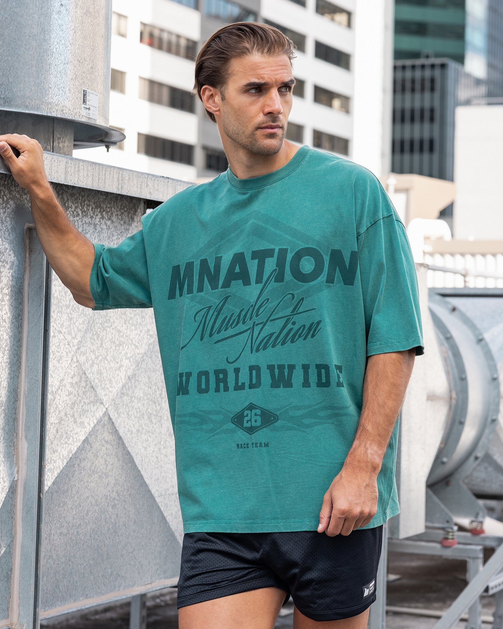 Racing Oversized Vintage Tee - Washed Leaf
