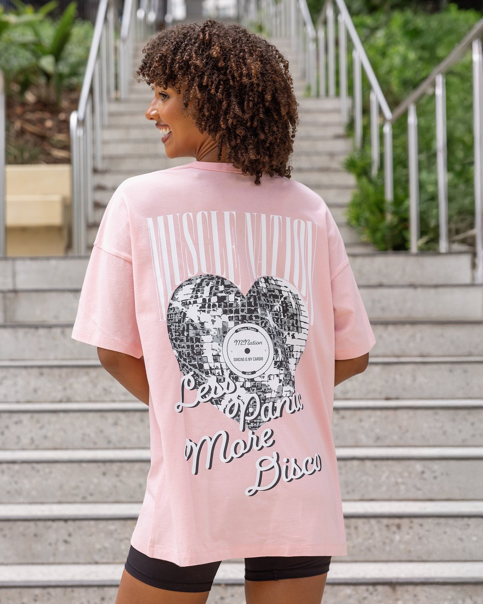 Less Panic More Disco Oversized Tee - Blush
