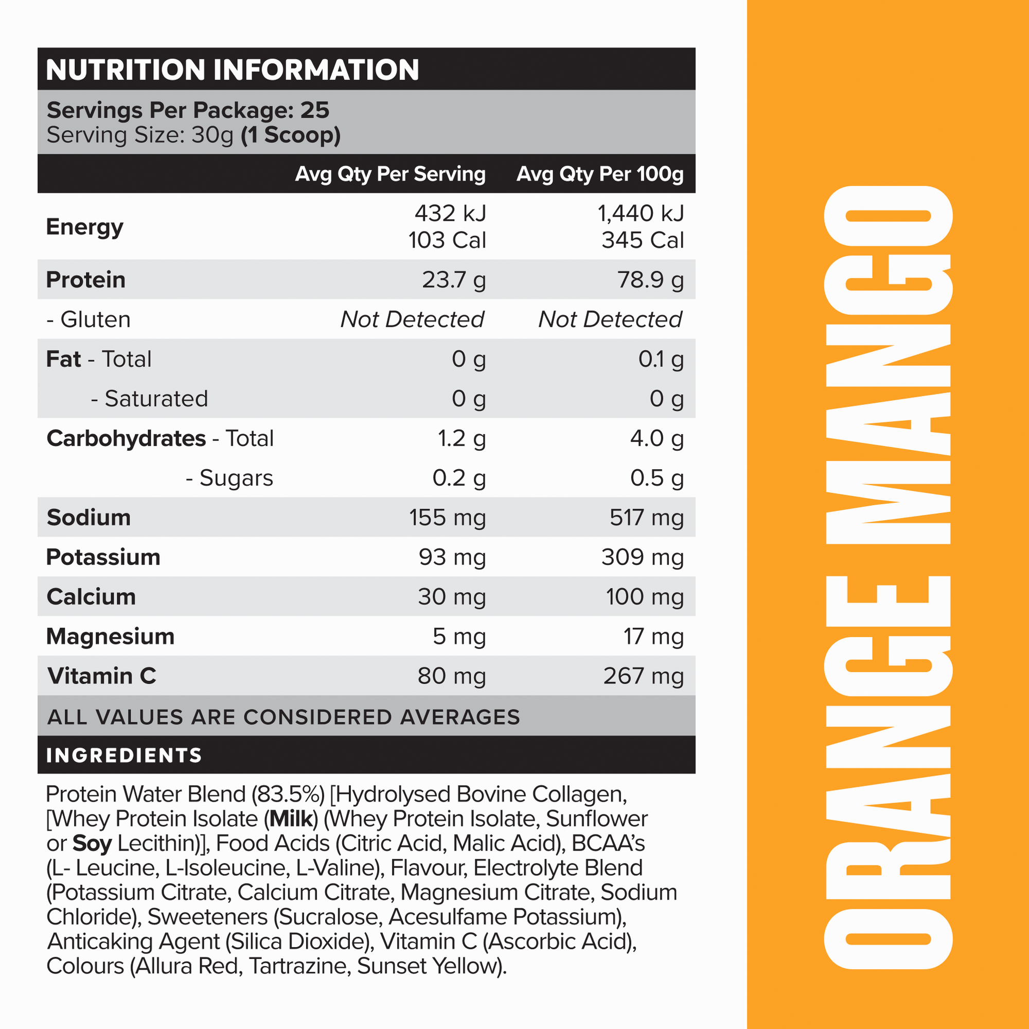 PROTEIN WATER - Orange Mango - 25 serves