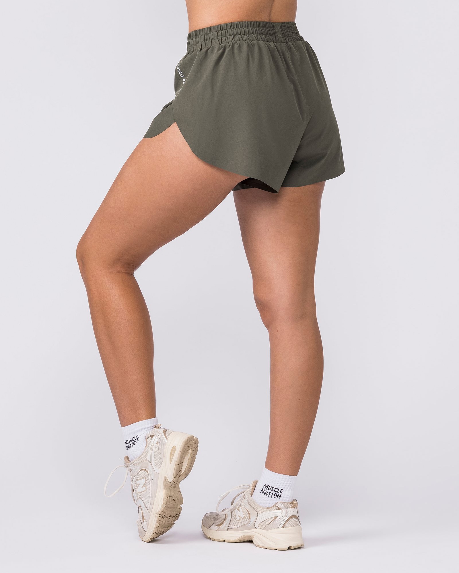 Pace 3" High-Waisted Run Shorts - Dark Khaki