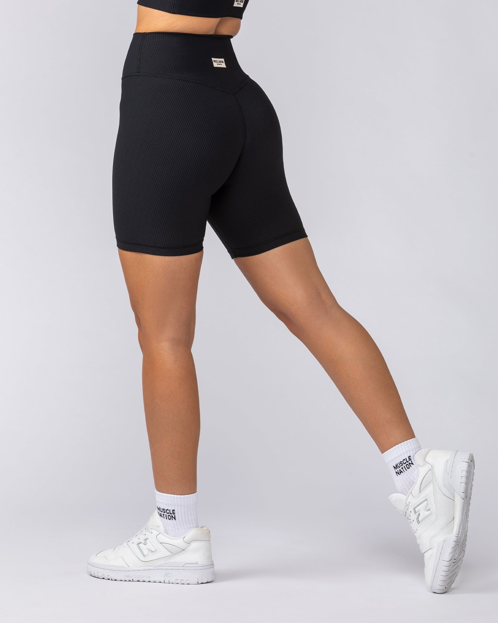 Zero Rise Rib Bike Shorts - Black (Silicone Logo)