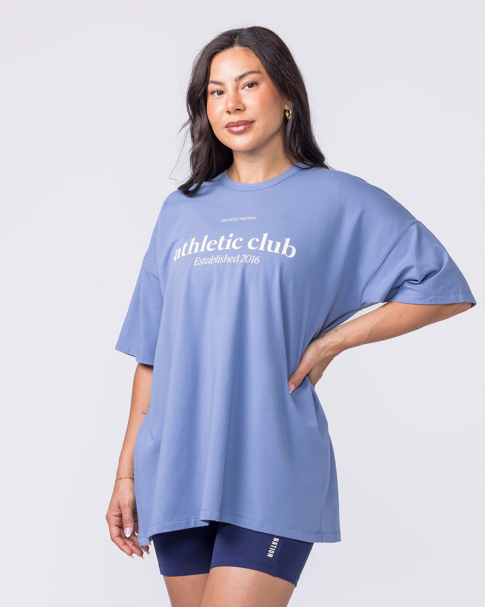 Athletic Club Oversized Tee - Faded Denim