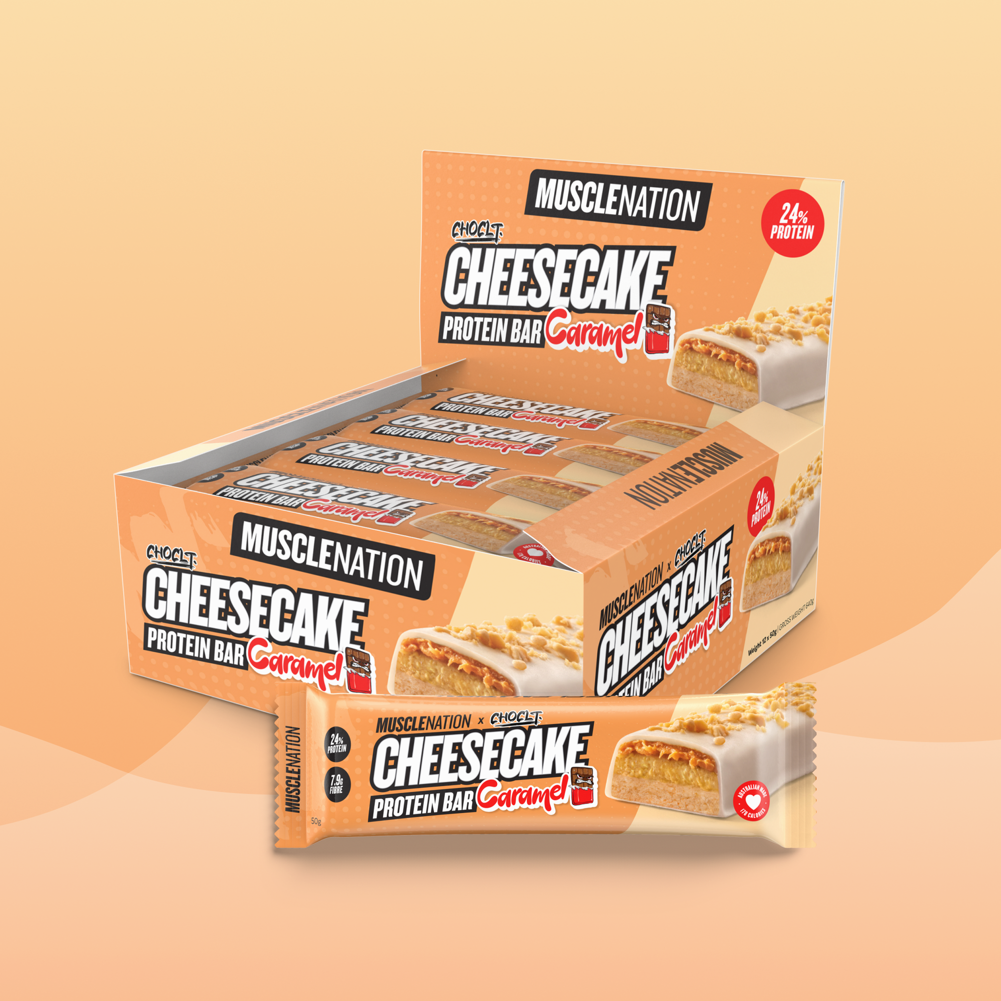 MN x CHOCLT CHEESECAKE Protein Bar - Caramel - Box of 12