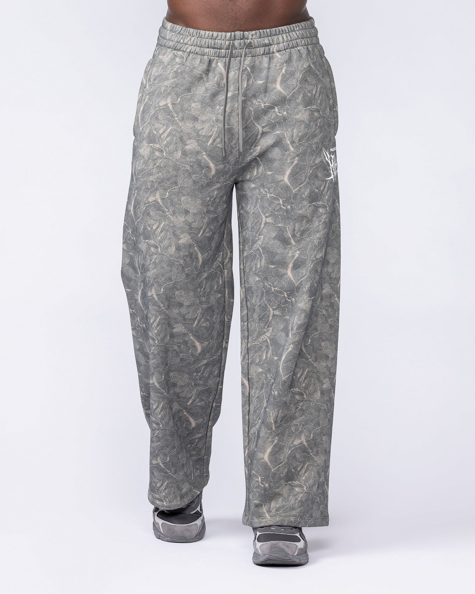 Gothic Wide Leg Trackies - Washed Tree Camo