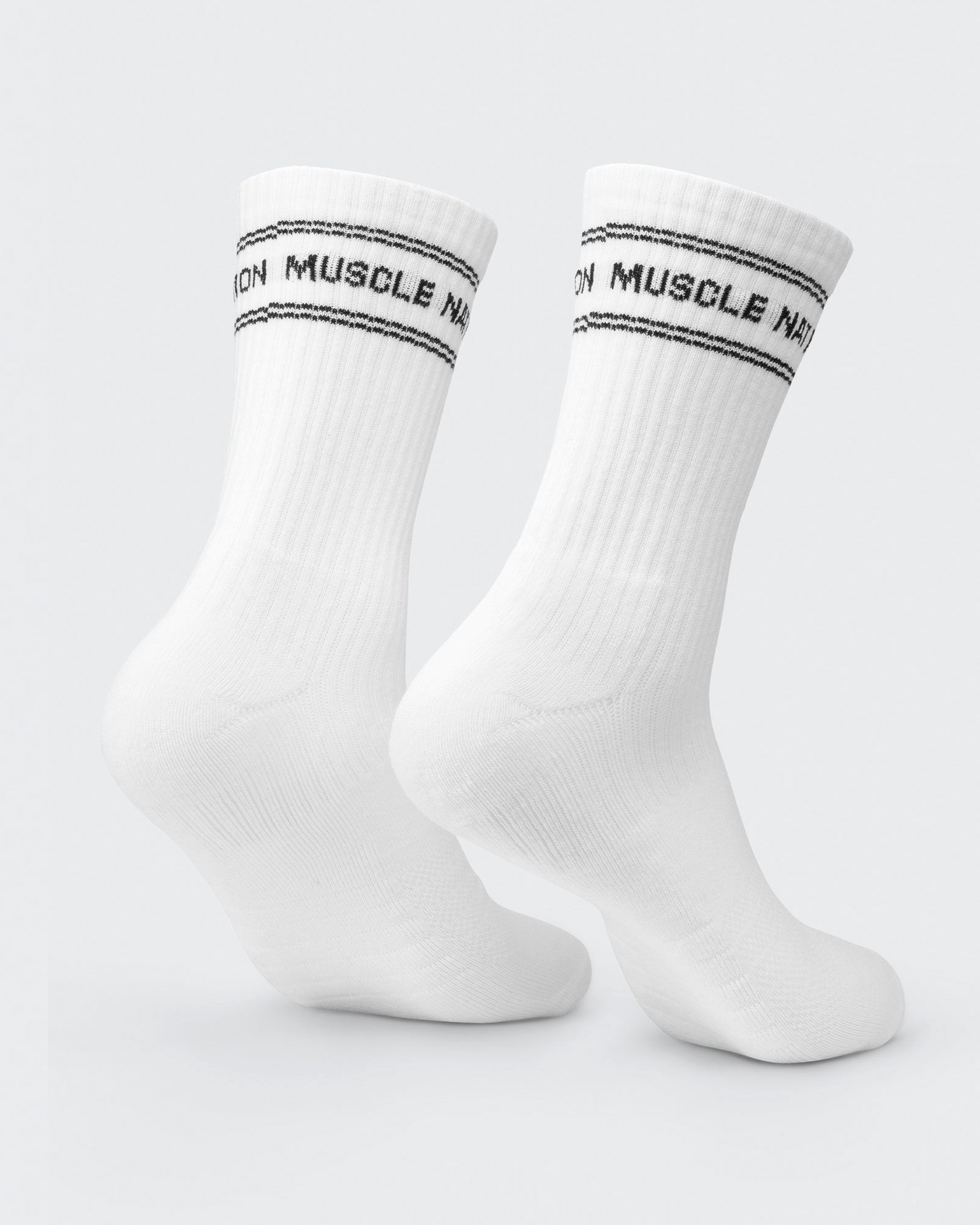 Mens Stripe Crew Sock (2x Pack) - White