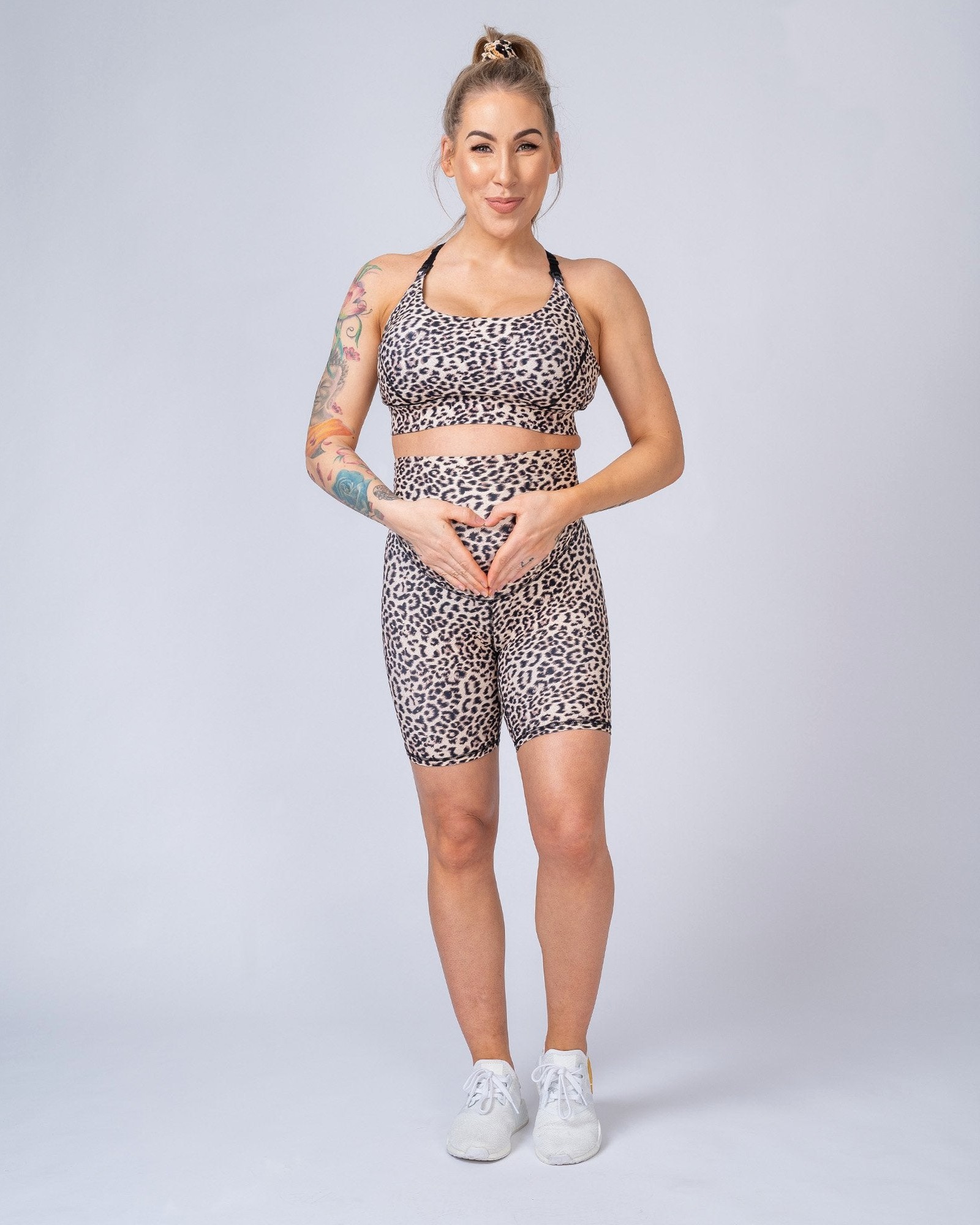 Maternity Bike Shorts - Yellow Leopard