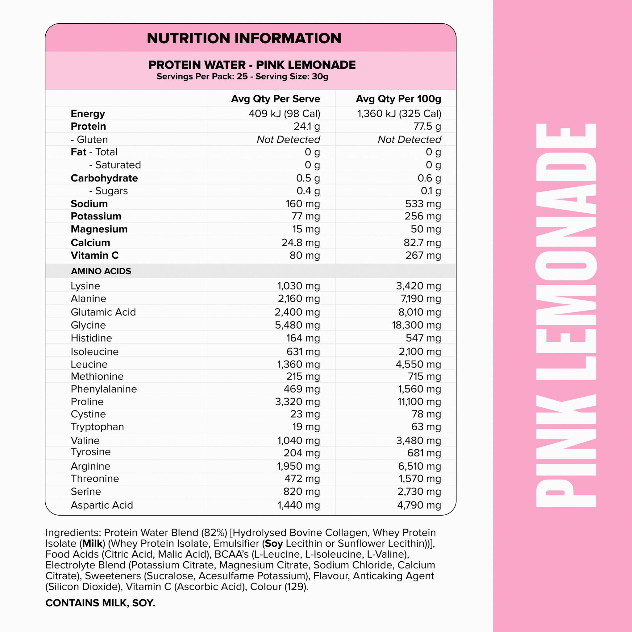 PROTEIN WATER - Pink Lemonade - 25 serves
