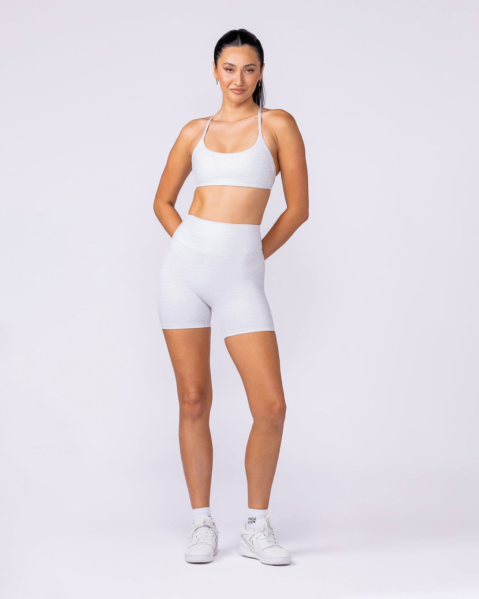 Zero Rise Everyday Midway Shorts - White Grey Marl