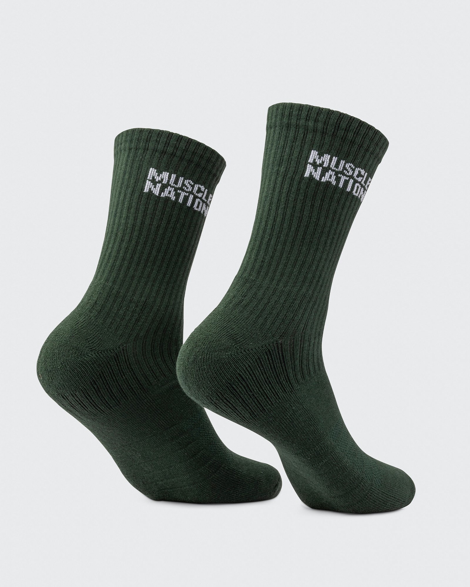 Mens Essential Crew Socks (3x Pack) - Cream / Eggshell / Evergreen