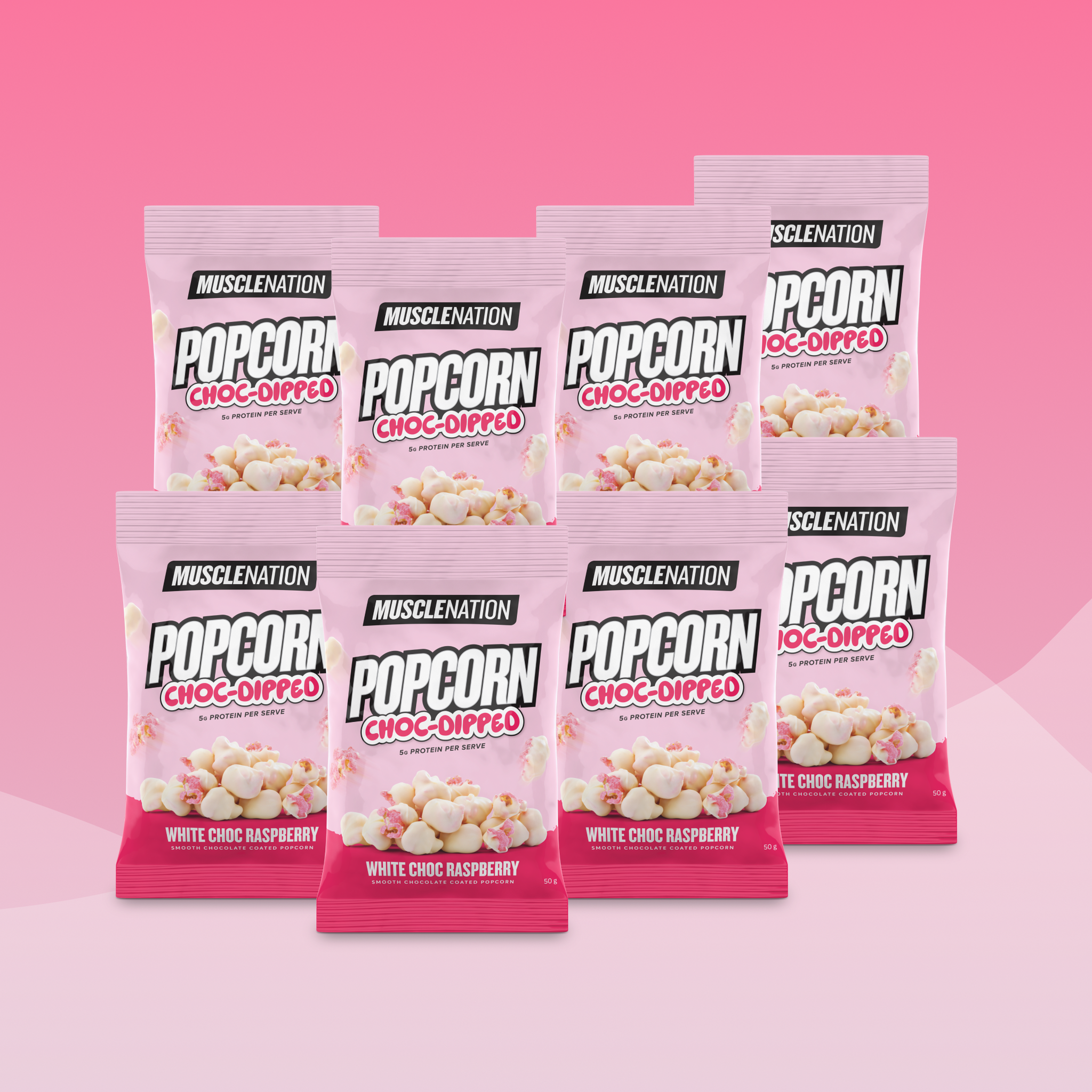 POPCORN CHOC-DIPPED - White Chocolate Raspberry - Box of 8