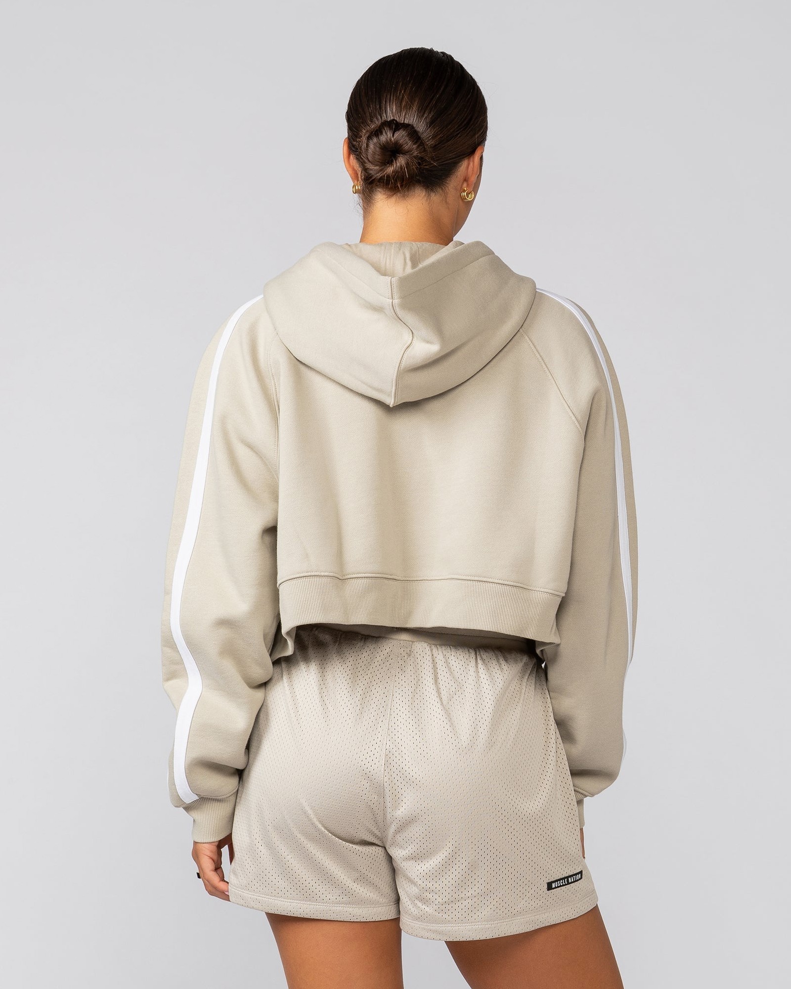 Recoup Cropped Zip Up Hoodie - Stone