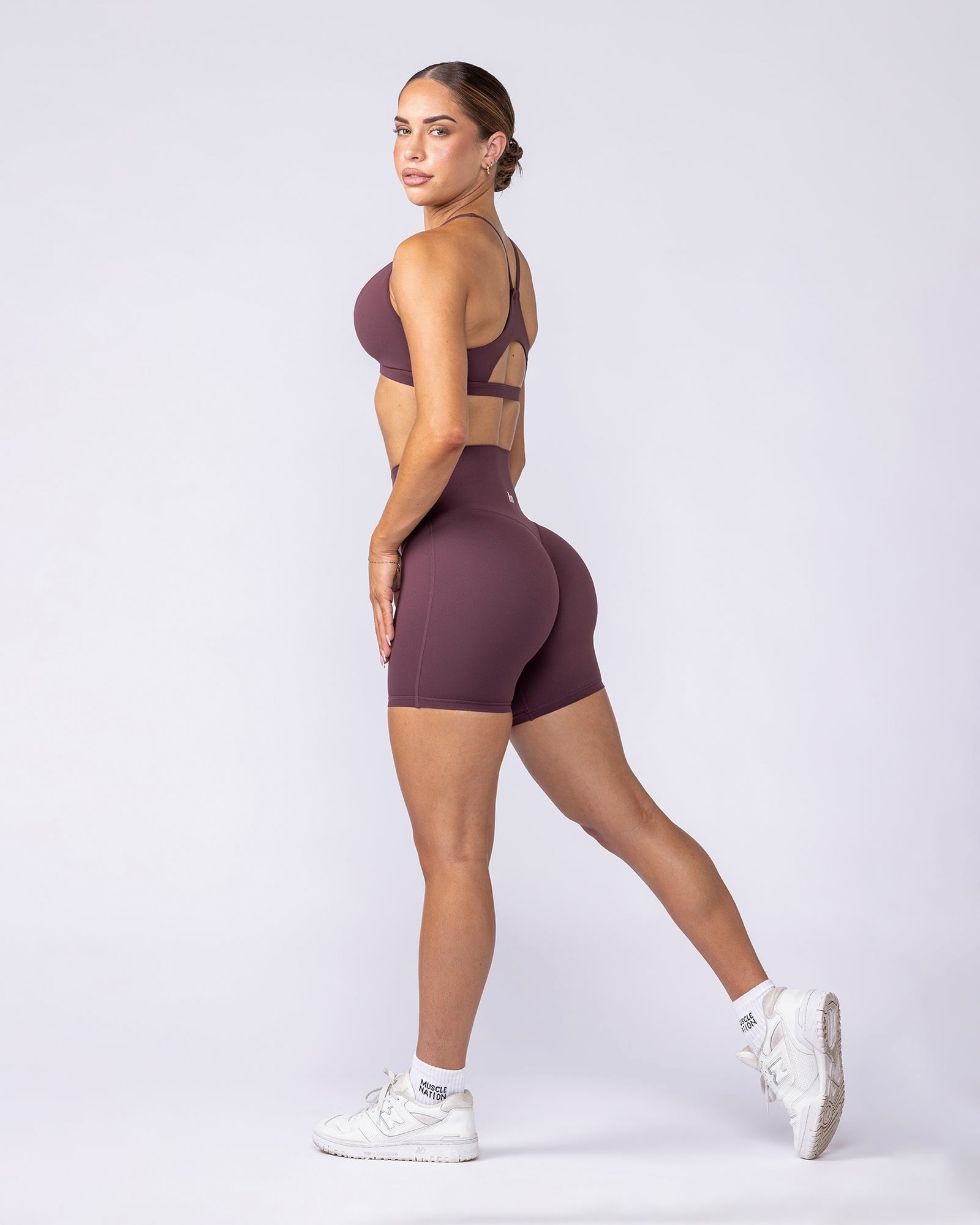 Aura Peachy High Invisible Scrunch Bike Shorts - Dark Cherry