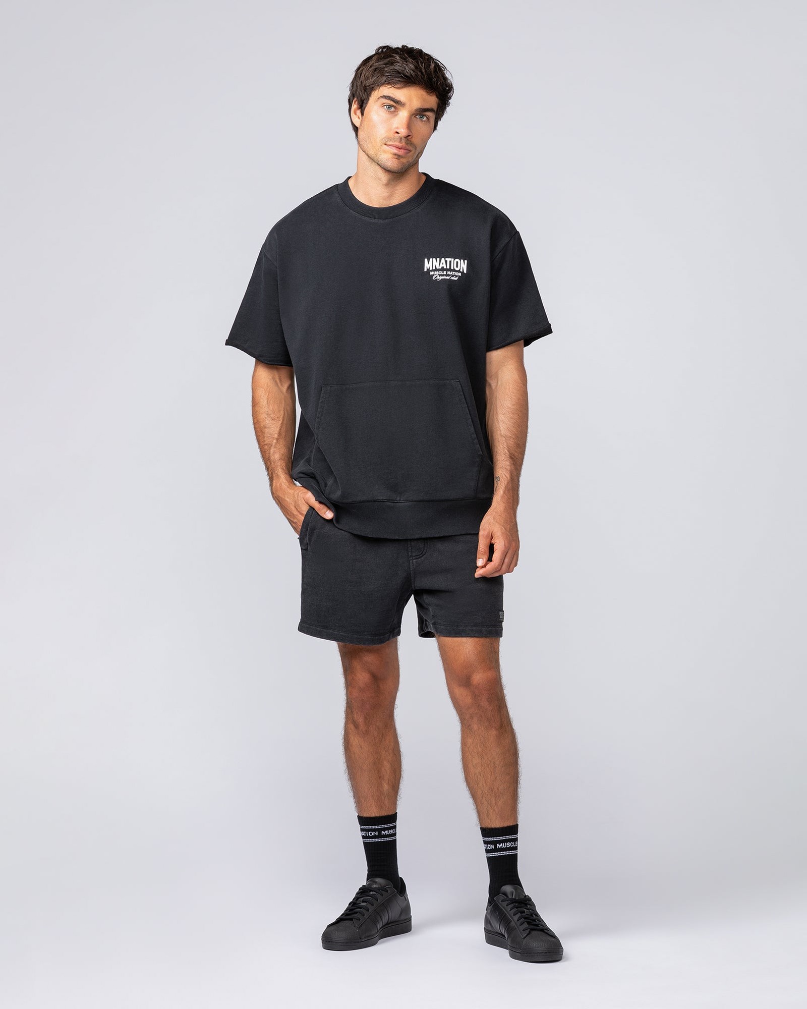 Heritage Loopback Oversized Tee - Washed Black
