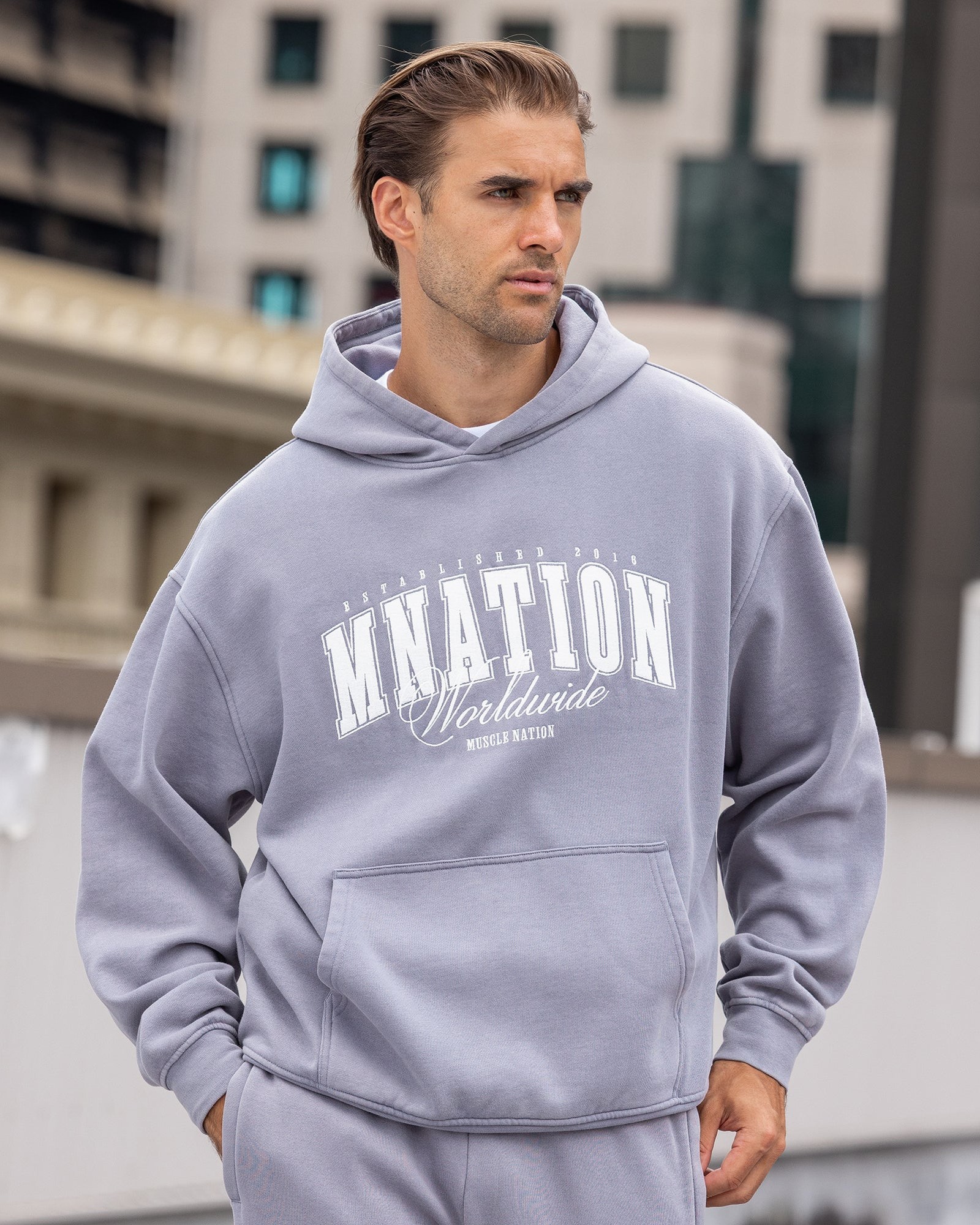 Worldclass Oversized Hoodie - Washed Cement