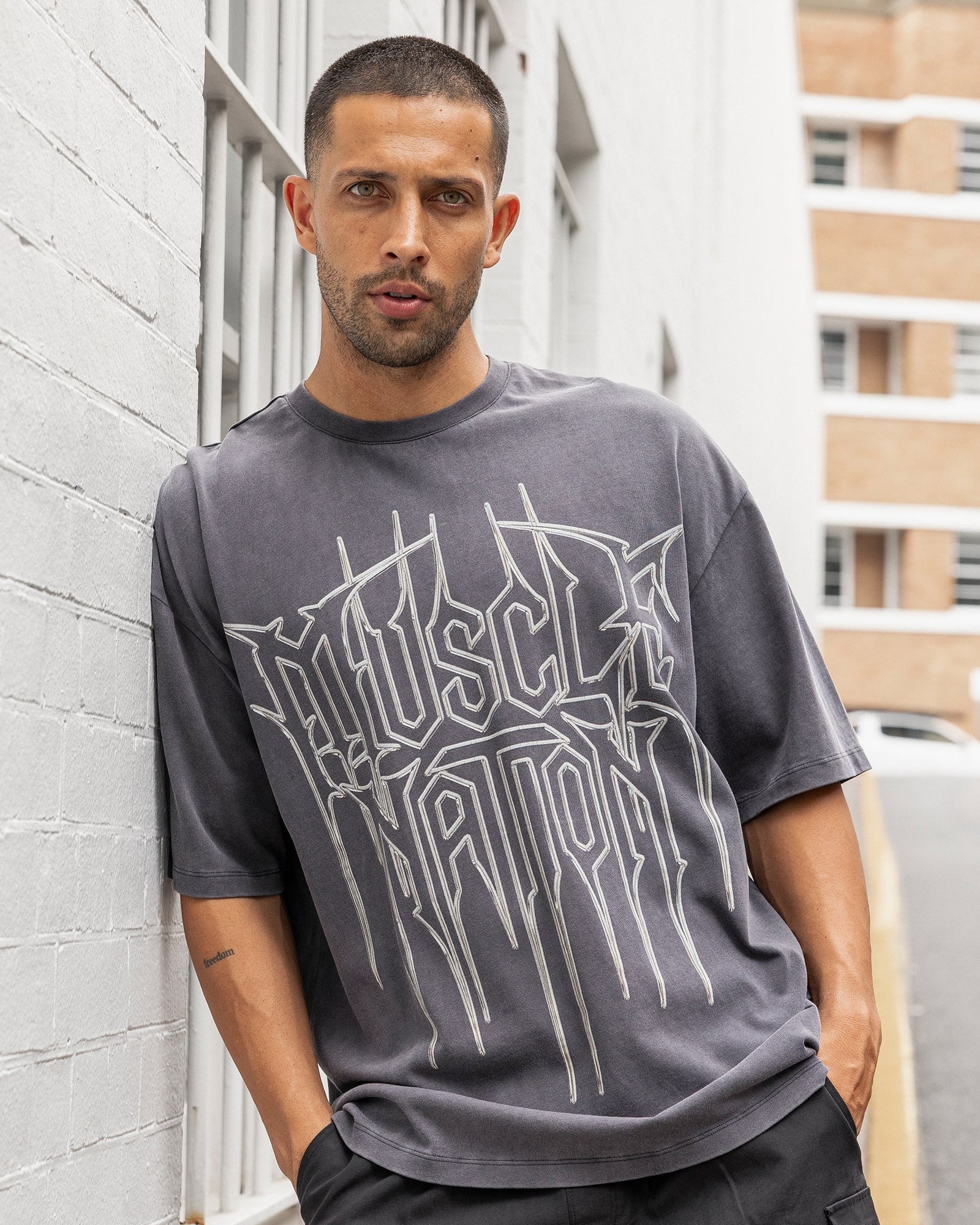 Metalcore Oversized Vintage Tee - Washed Dark Tornado