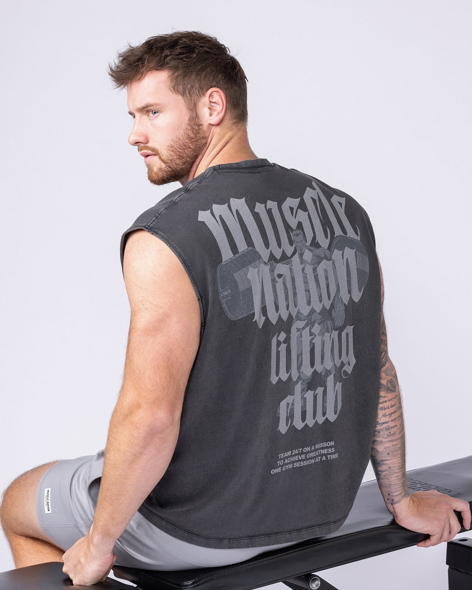 Lifting Club Vintage Boxy Muscle Tank - Washed Black