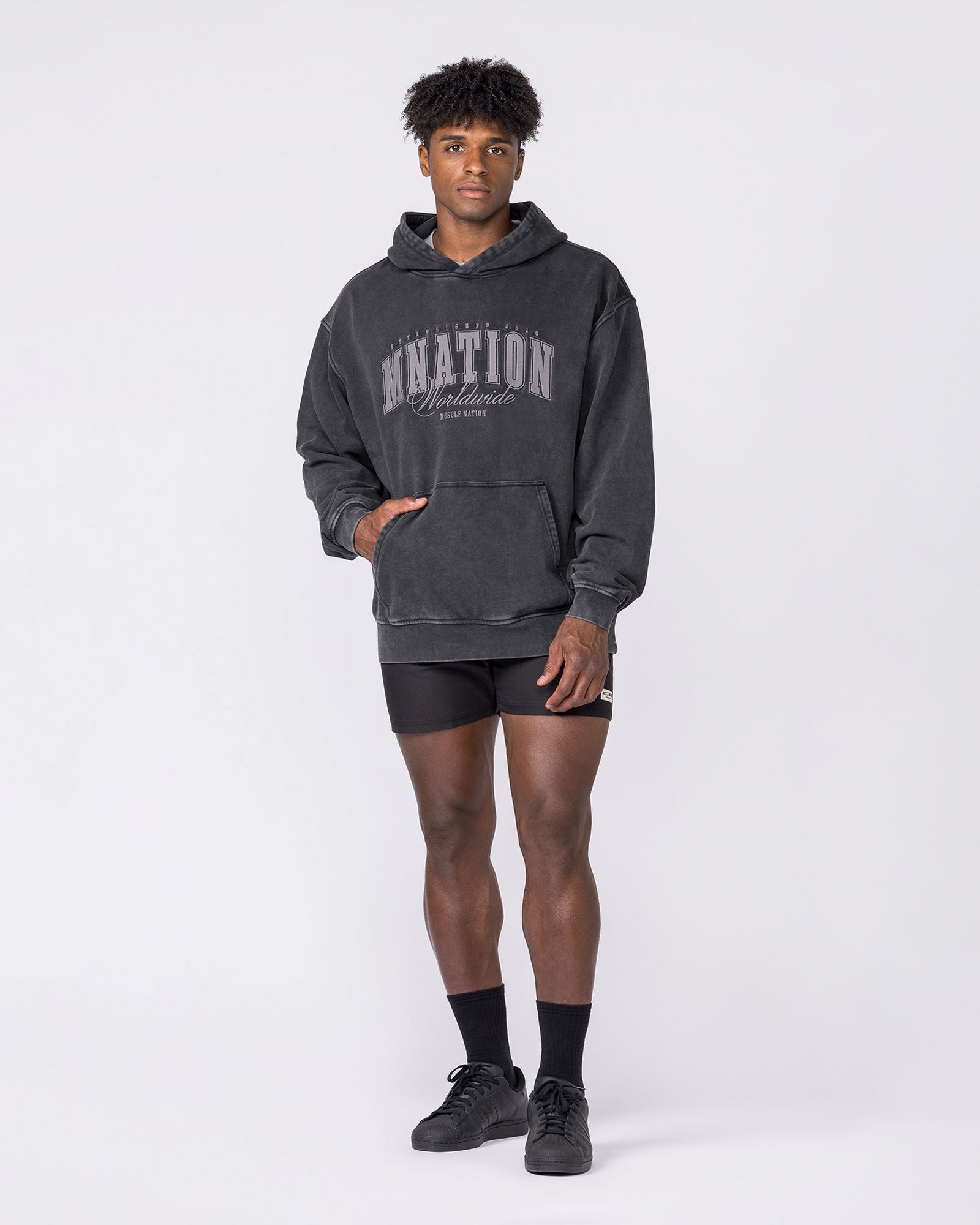 Worldclass Oversized Vintage Hoodie - Washed Black