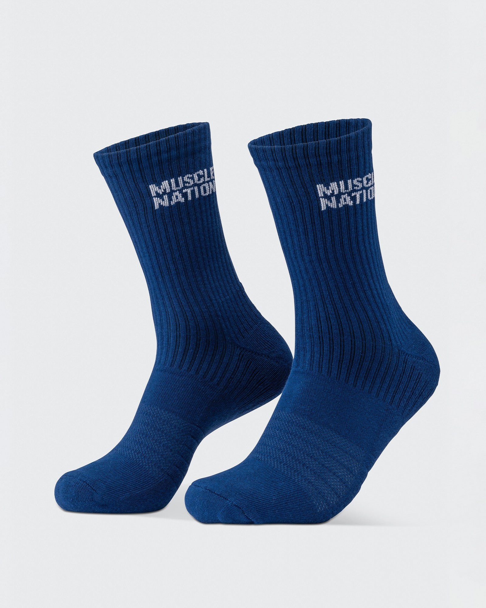 Mens Essential Crew Socks (3x Pack) - Navy / Hawaiian Blue / Off White