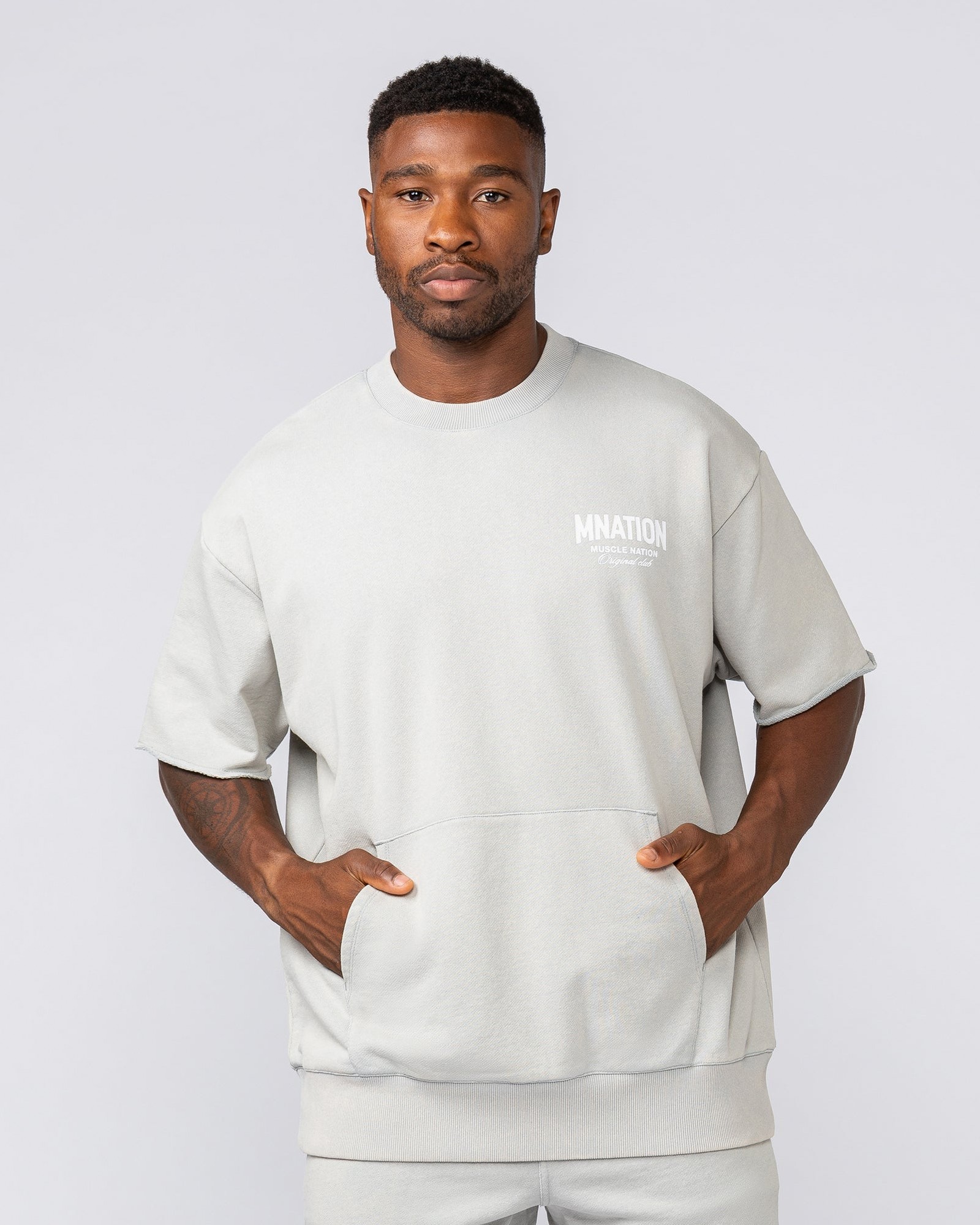 Heritage Loopback Oversized Tee - Washed Light Grey