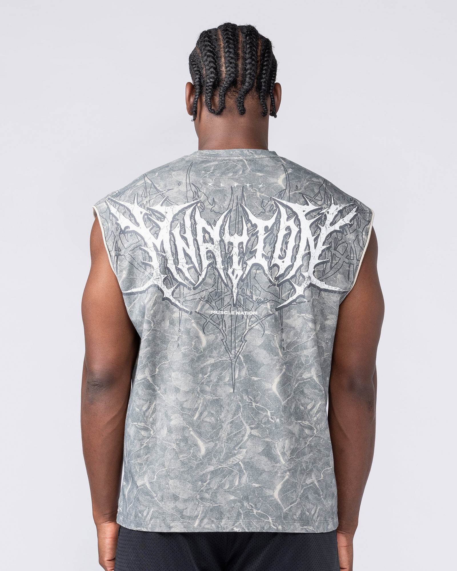 Gothic Boxy Muscle Tank - Washed Tree Camo