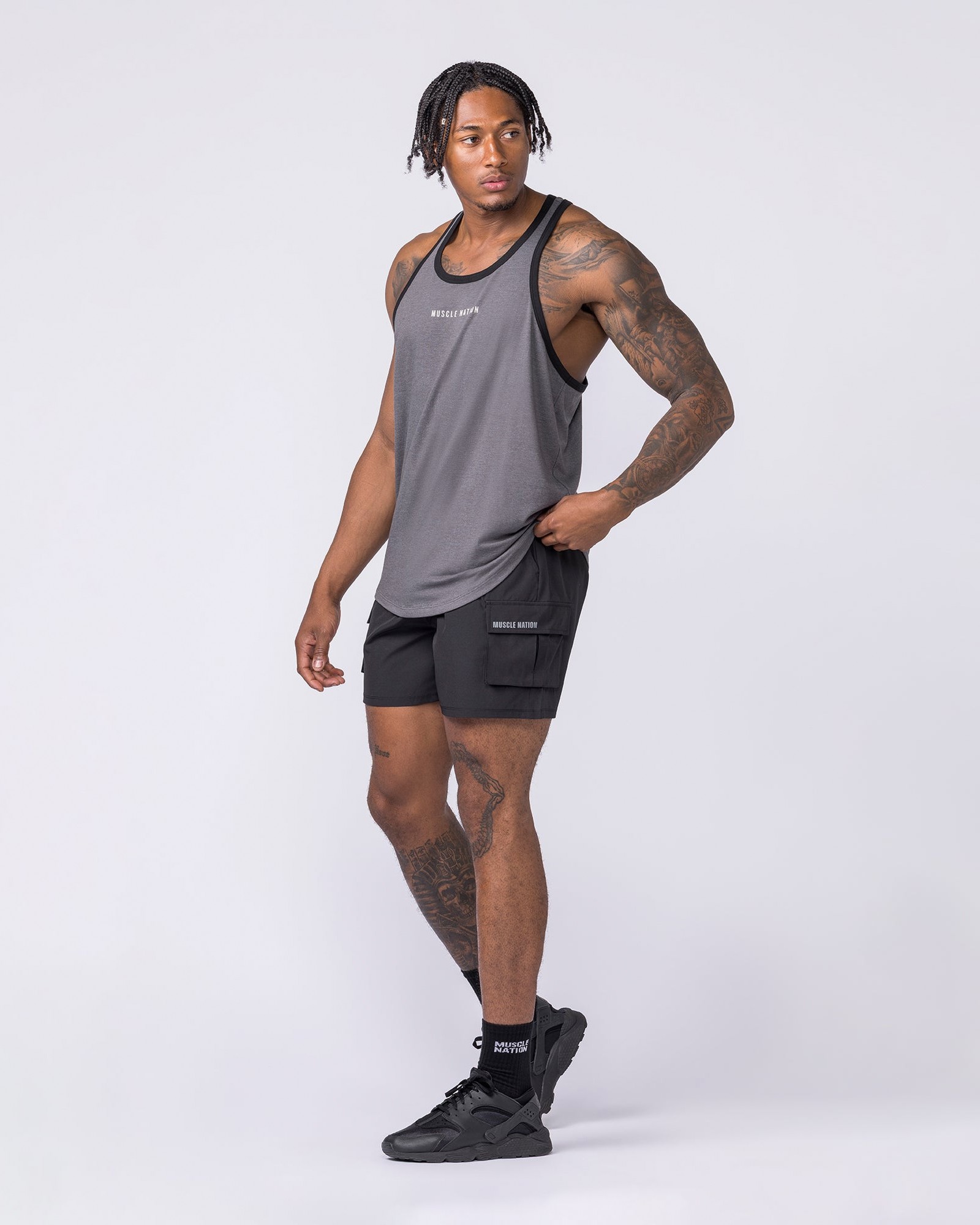 Striker Y Back Singlet - Mid Grey Marl