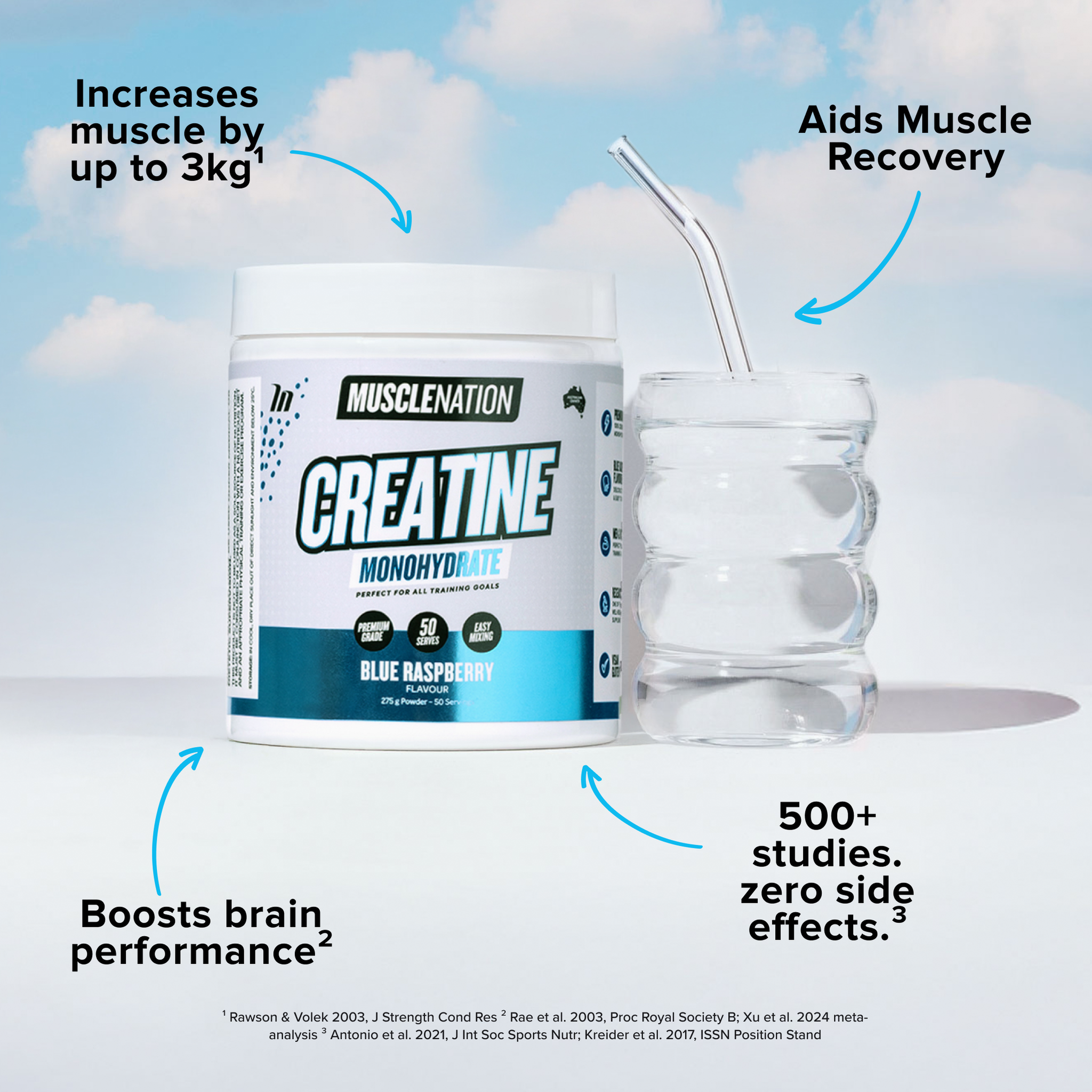 CREATINE MONOHYDRATE - Blue Raspberry - 50 serves