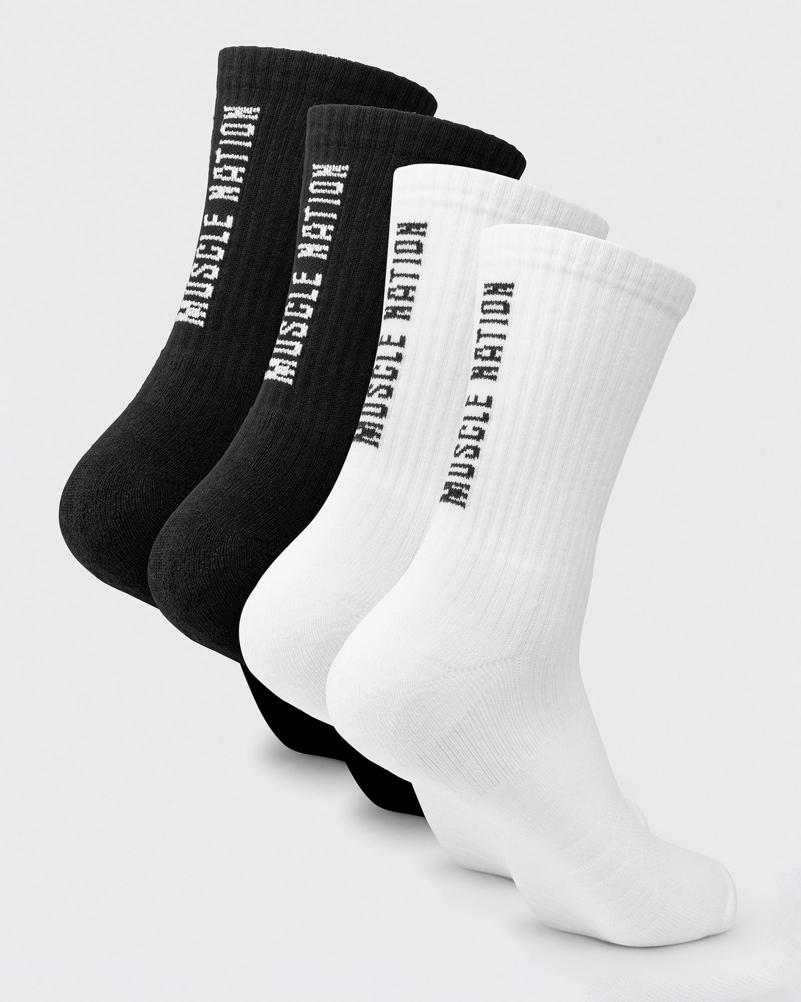 Mens Trainer Crew Sock - 2Pack Black /White Multi