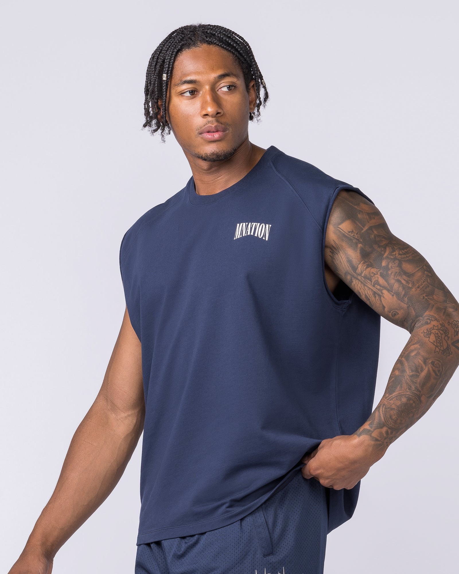 Off Duty Boxy Muscle Tank - Navy