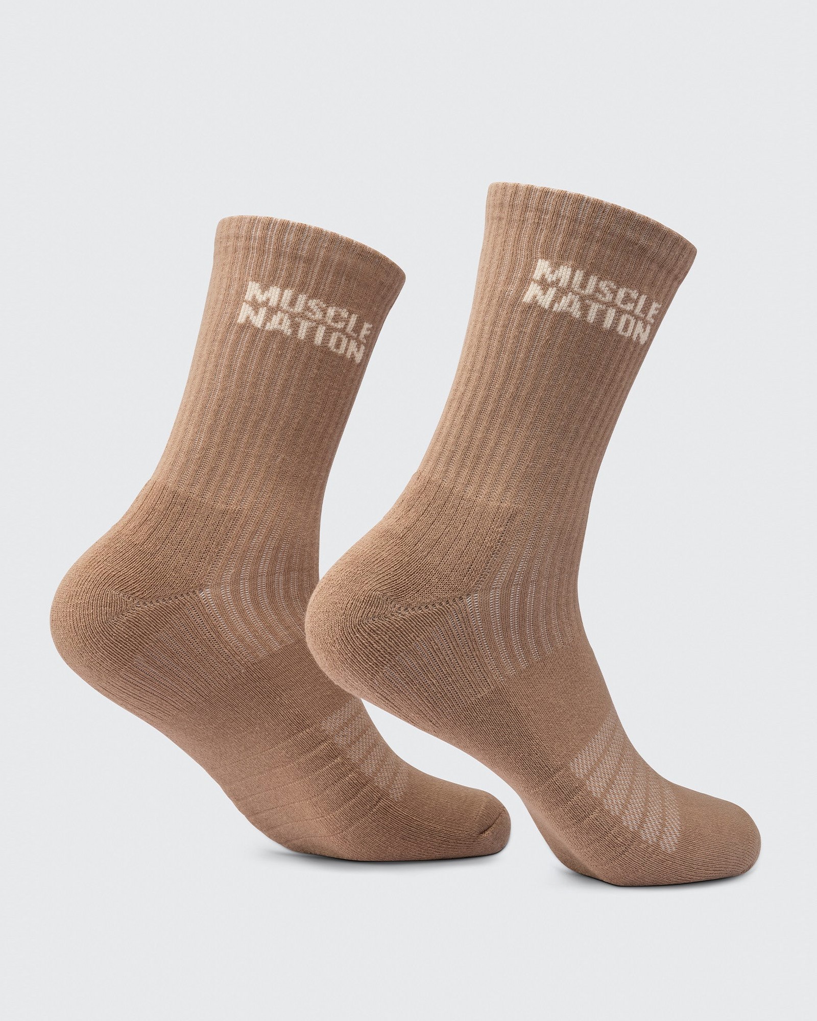 Mens Essential Crew Socks (2x Pack) - Taupe / Dew