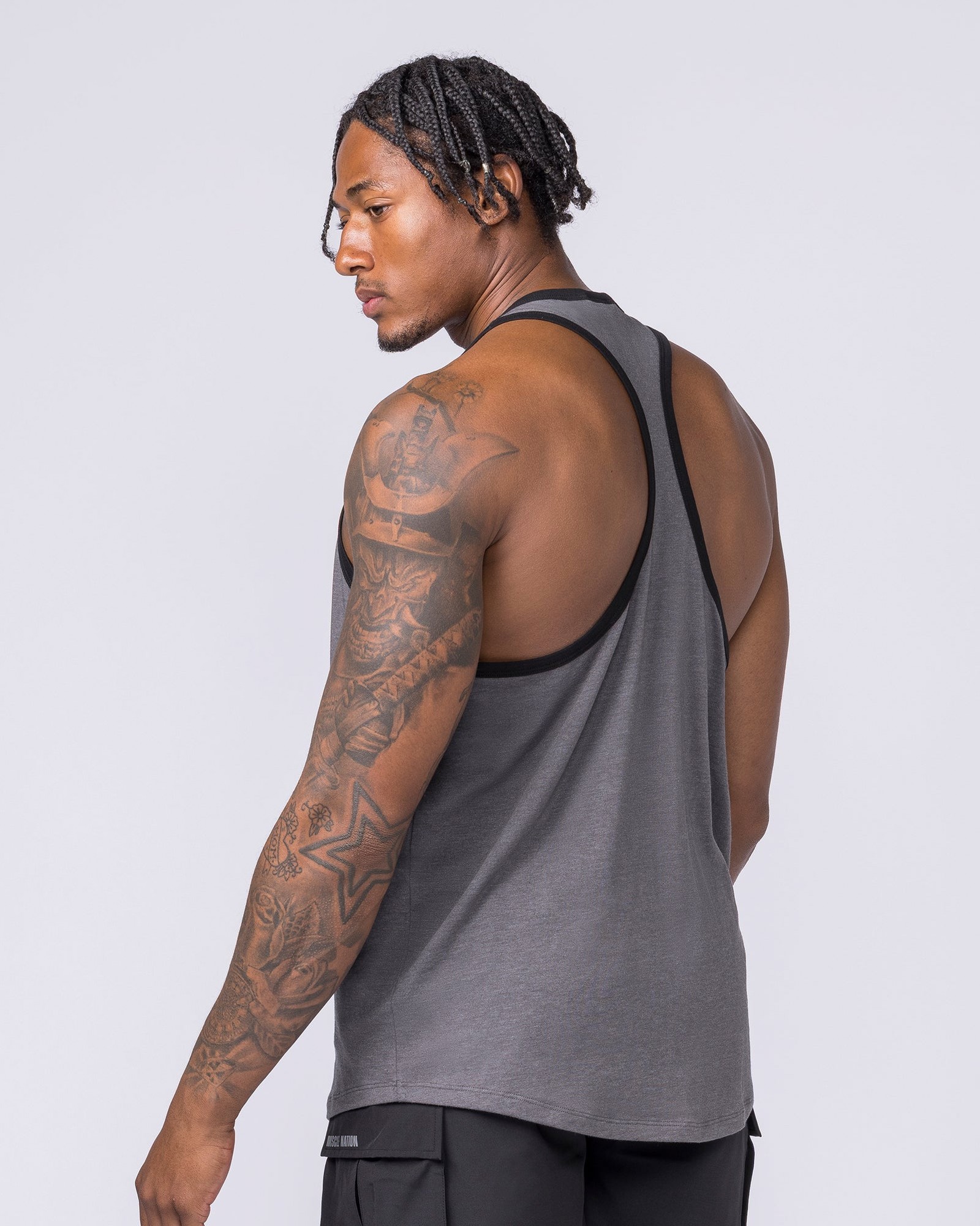 Striker Y Back Singlet - Mid Grey Marl