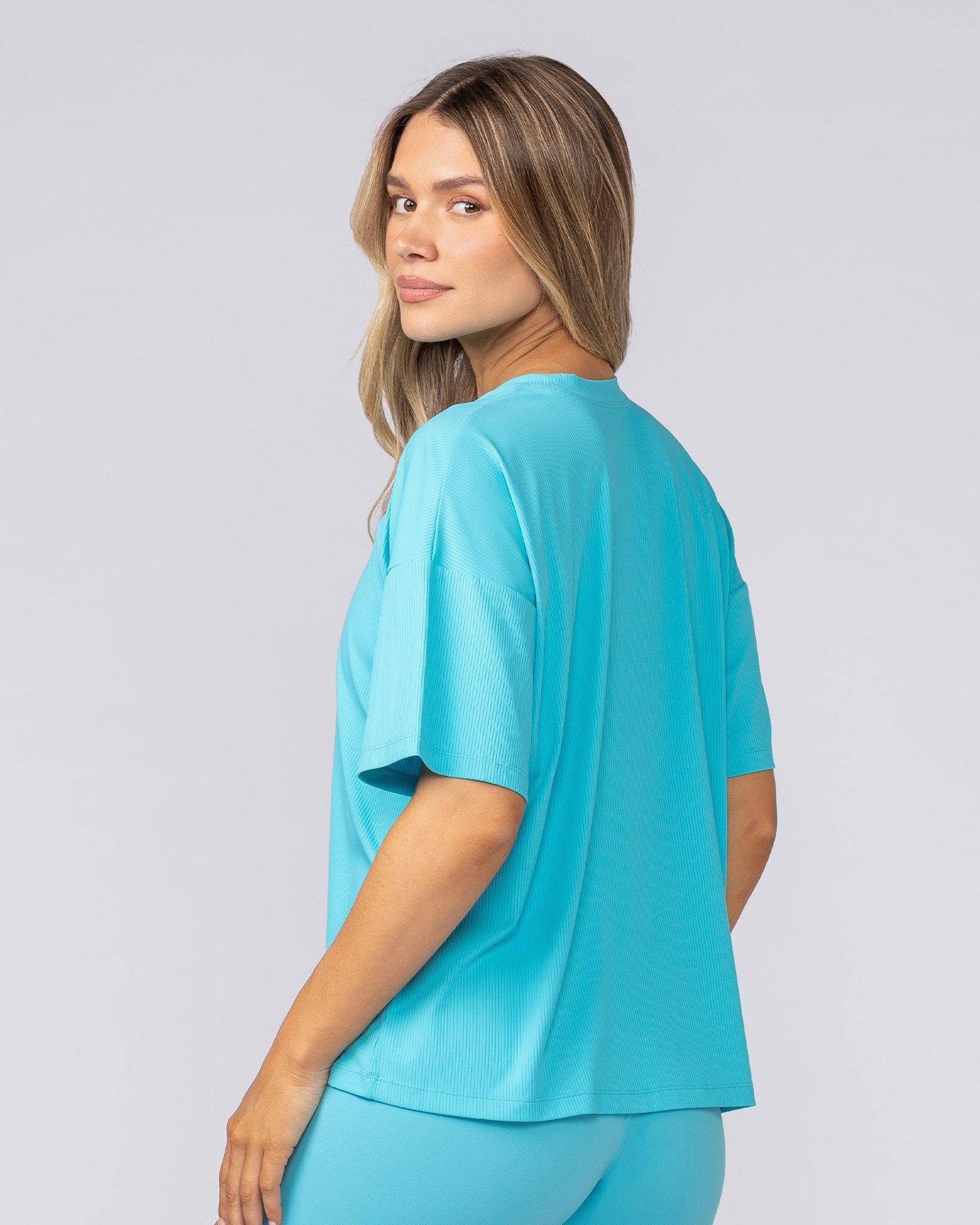 Rib Boxy Training Tee - Oasis Blue