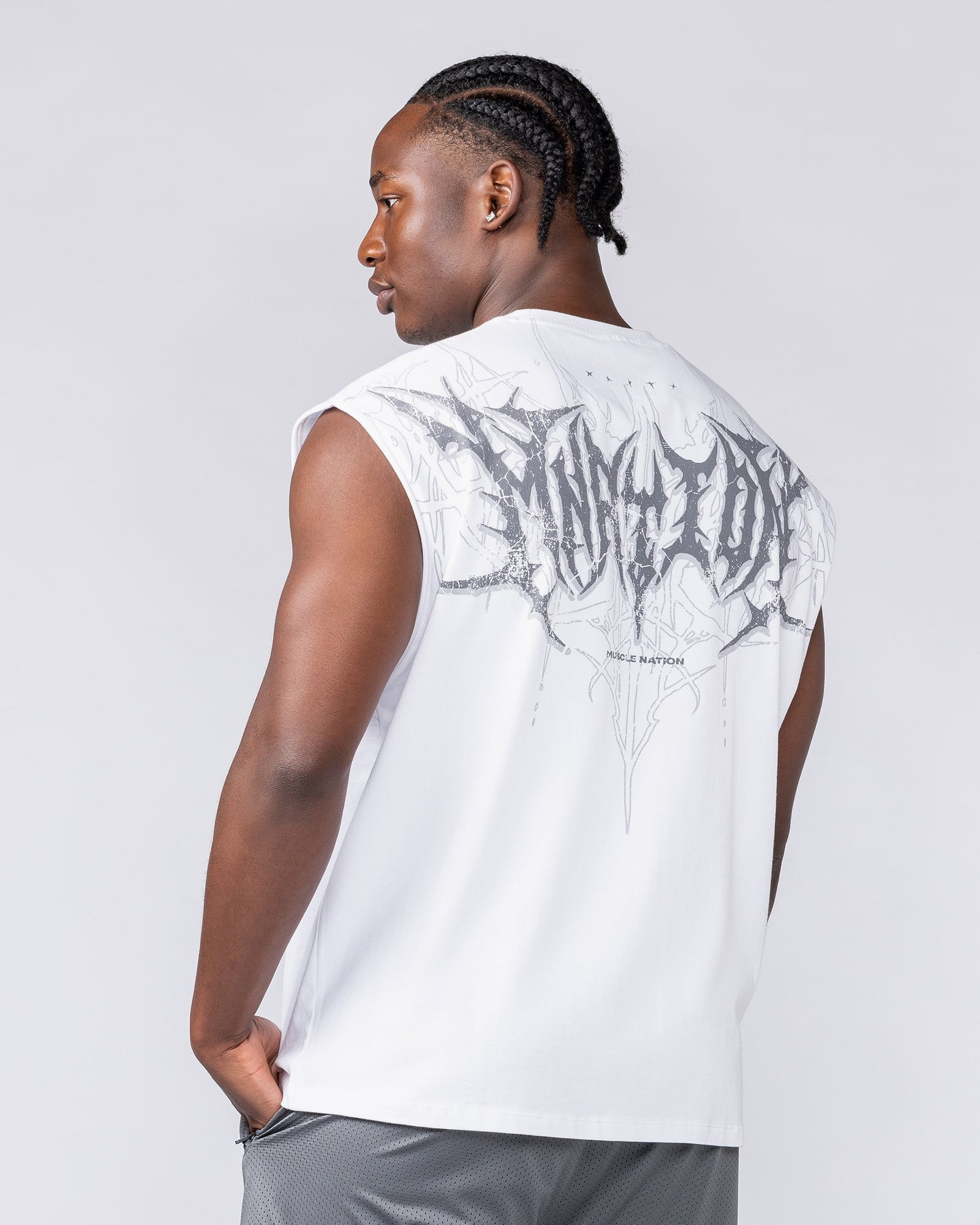 Gothic Boxy Muscle Tank - White