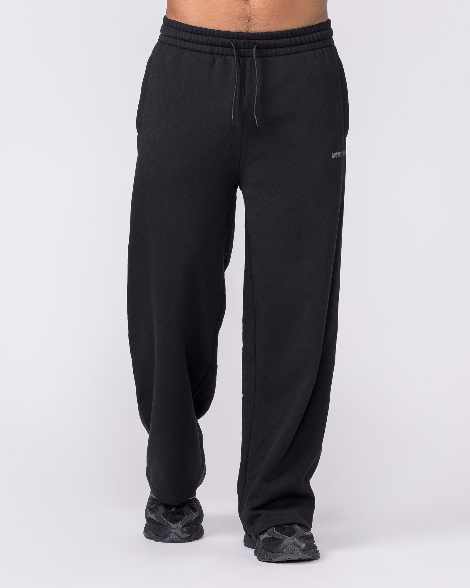 Essential Wide Leg Trackies - Black