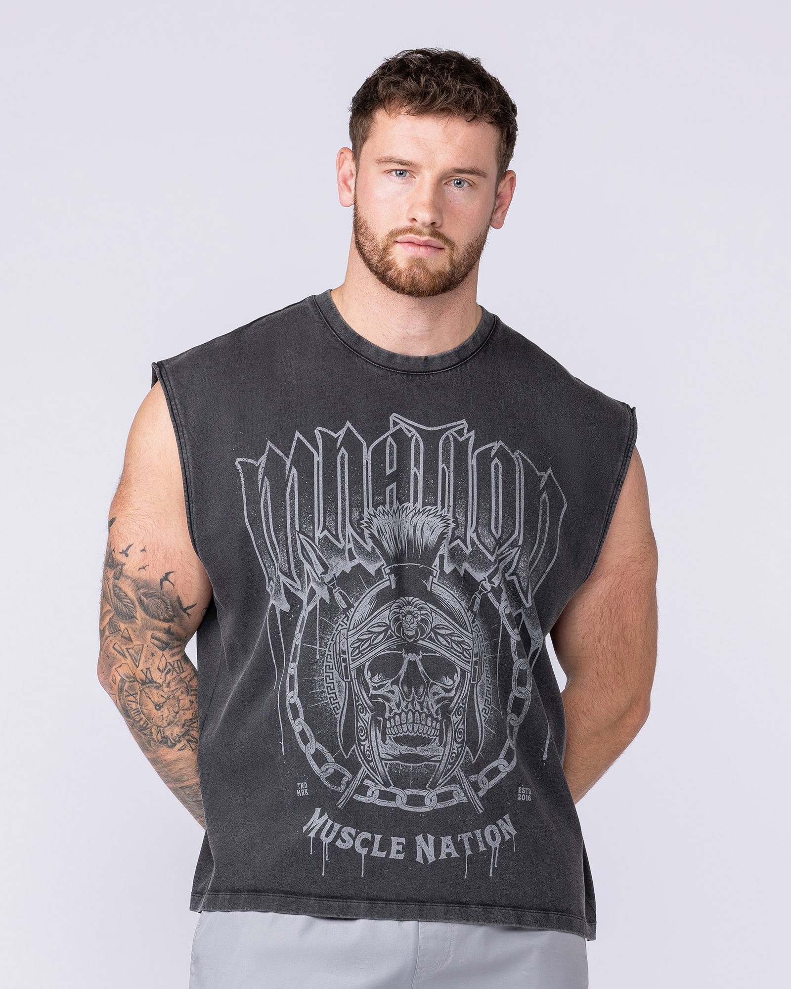 Spartan Vintage Boxy Muscle Tank - Washed Black