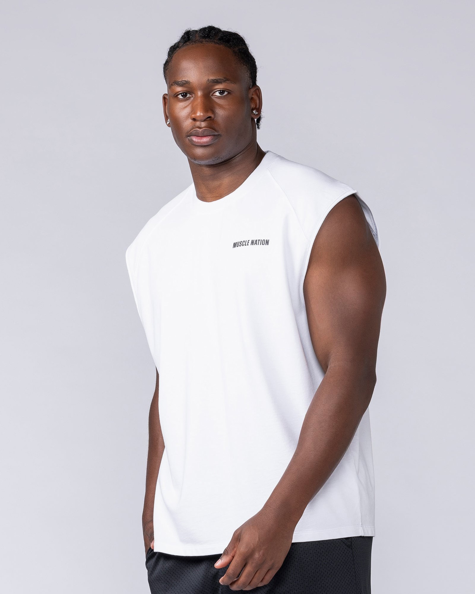 Essential Boxy Muscle Tank - White