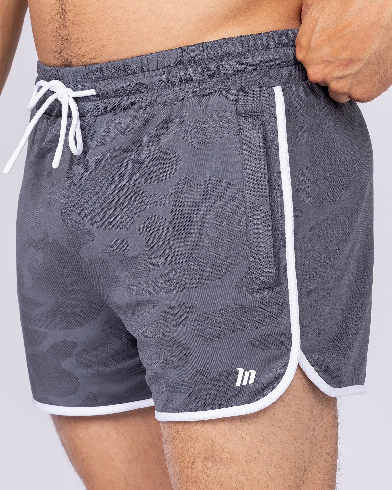 Tech Camo Retro Shorts - Dark Grey Camo