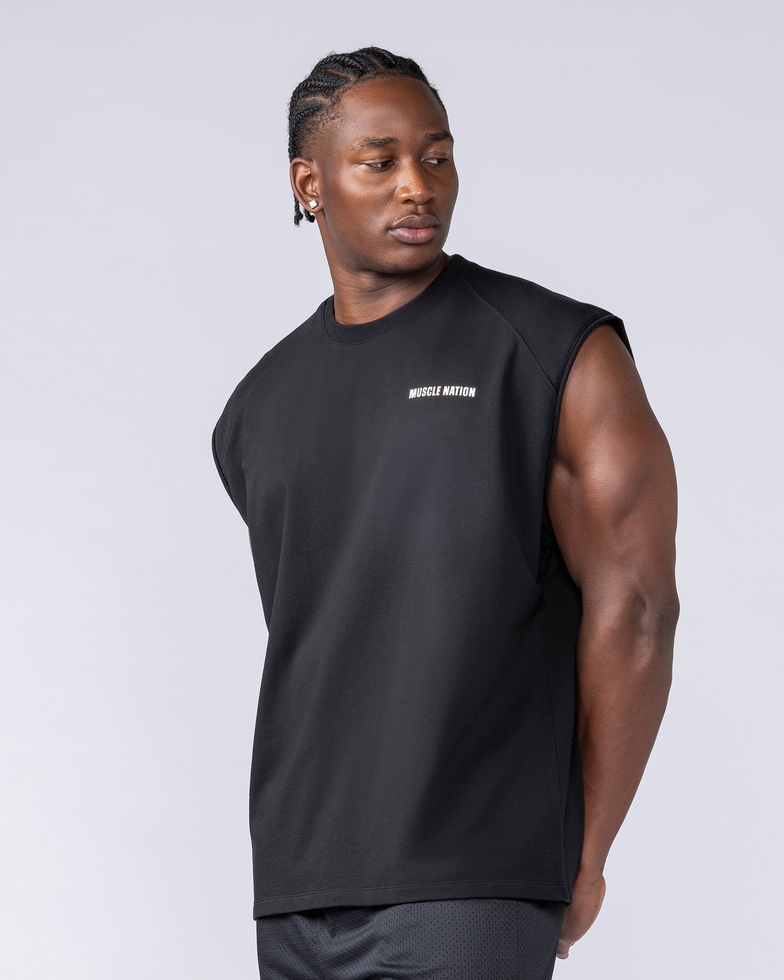 Essential Boxy Muscle Tank - Black