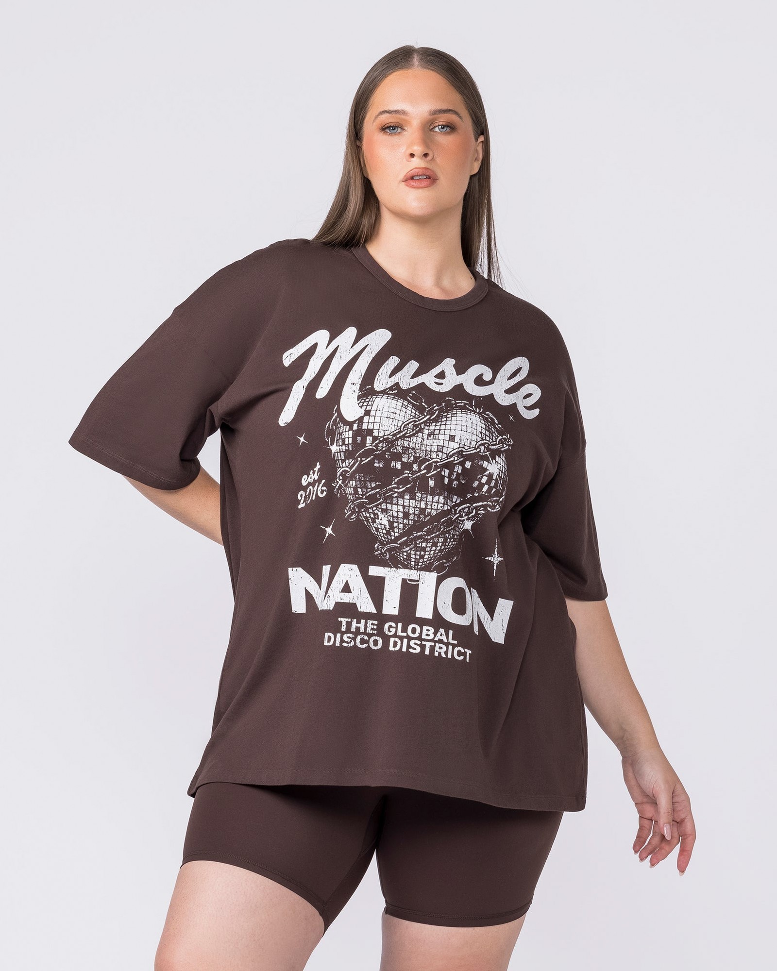 Disco District Oversized Tee - Cocoa