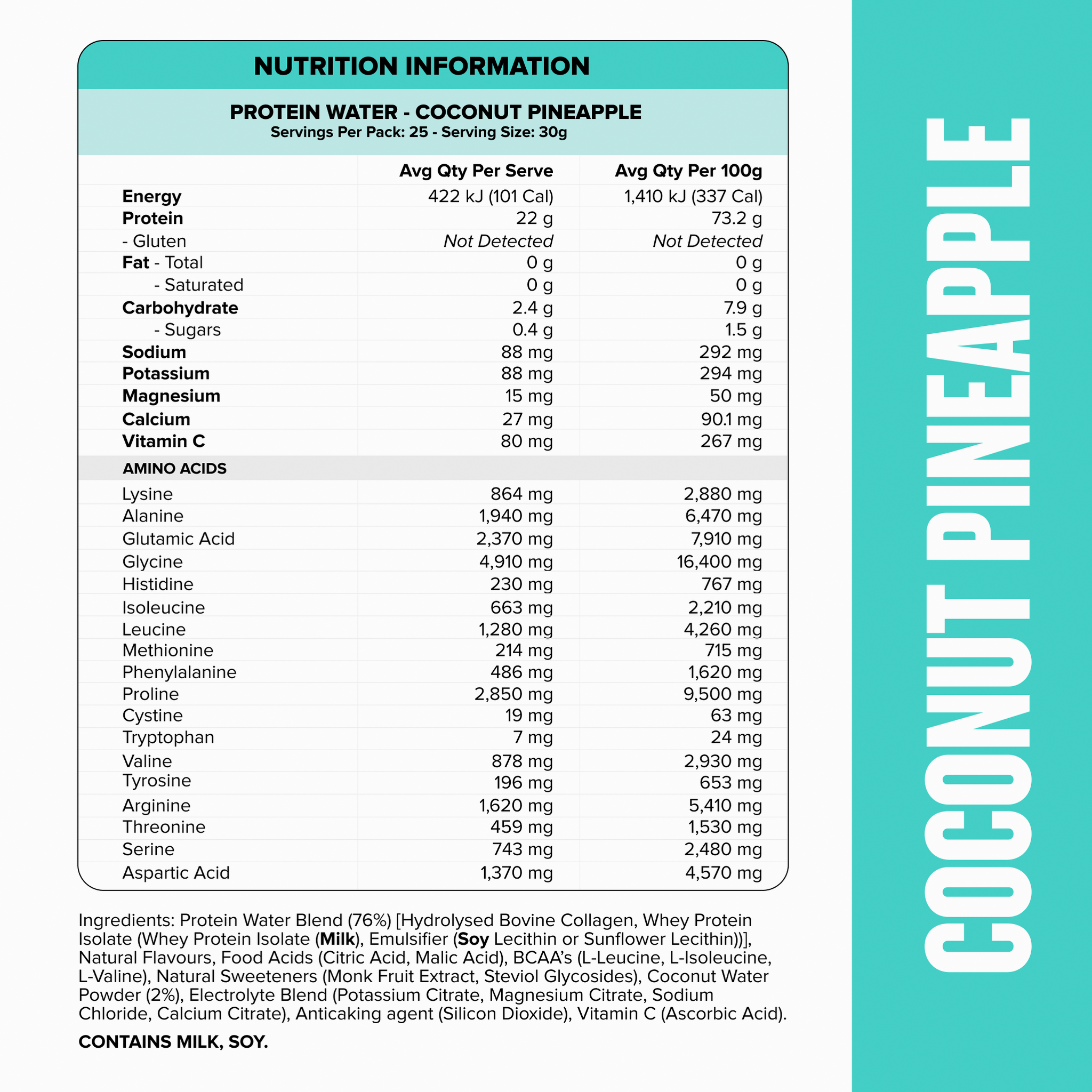 PROTEIN WATER - Coconut Pineapple - 25 serves