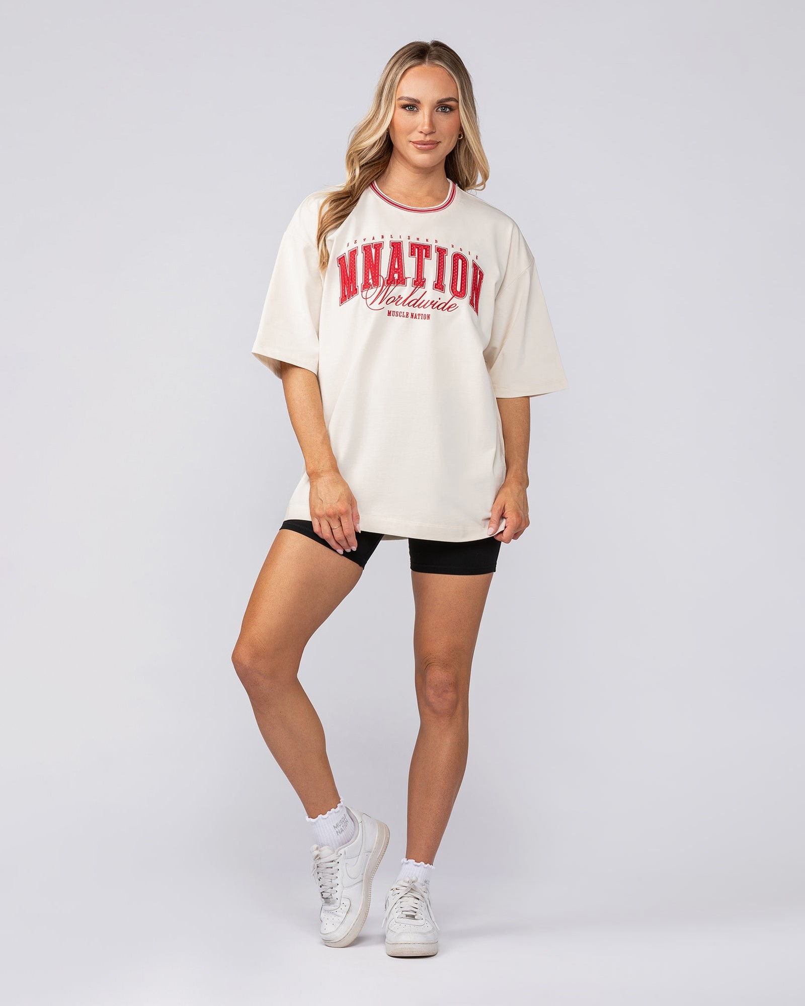 Ringer Oversized Tee - Travertine