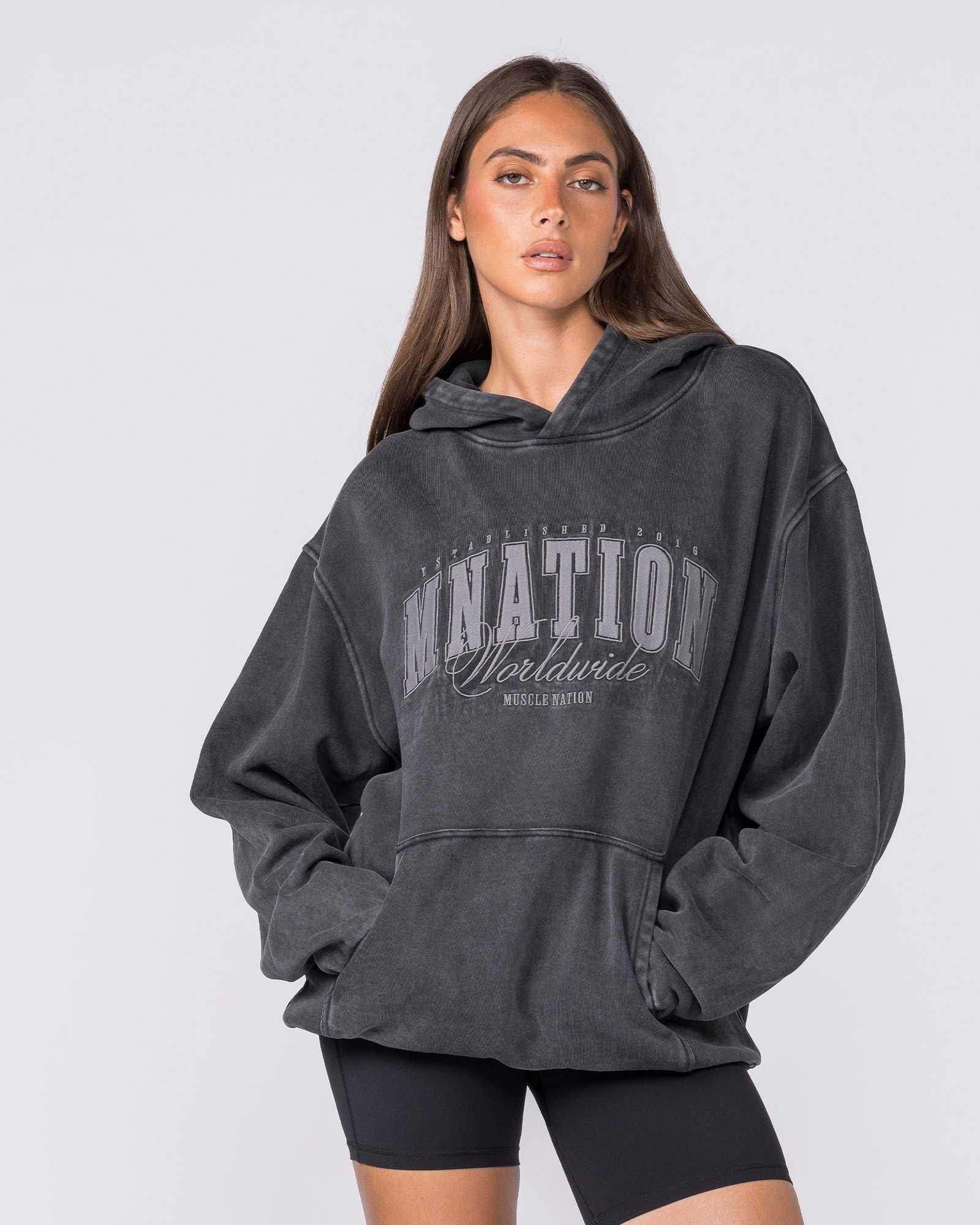 Worldclass Oversized Vintage Hoodie - Washed Black
