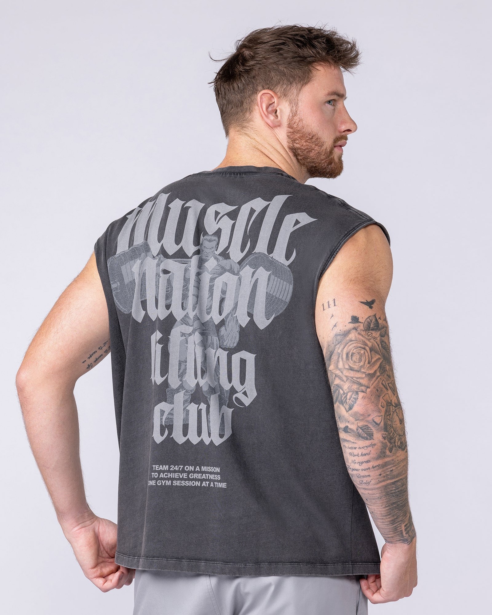 Lifting Club Vintage Boxy Muscle Tank - Washed Black
