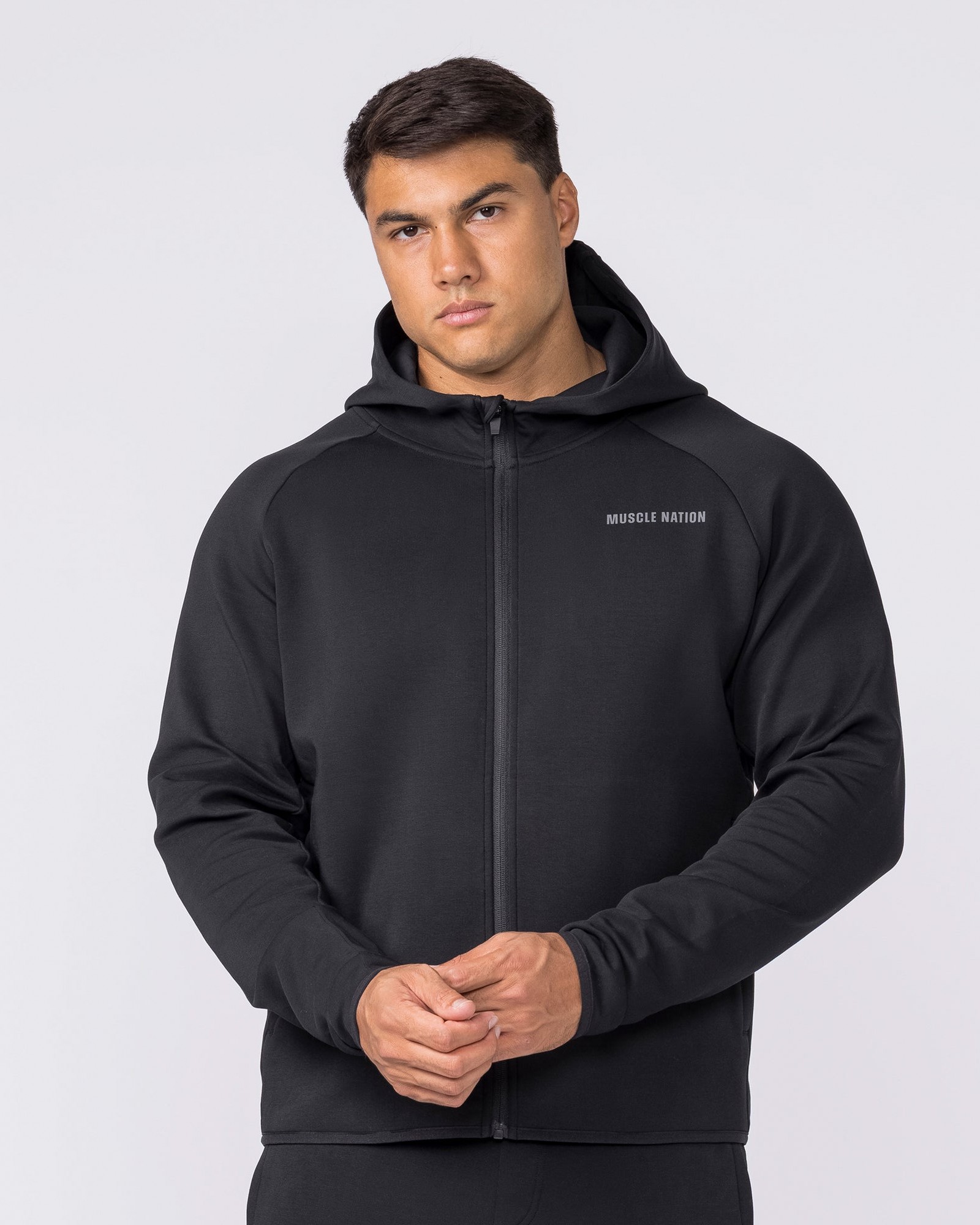 Essential Tech Zip Hoodie - Black