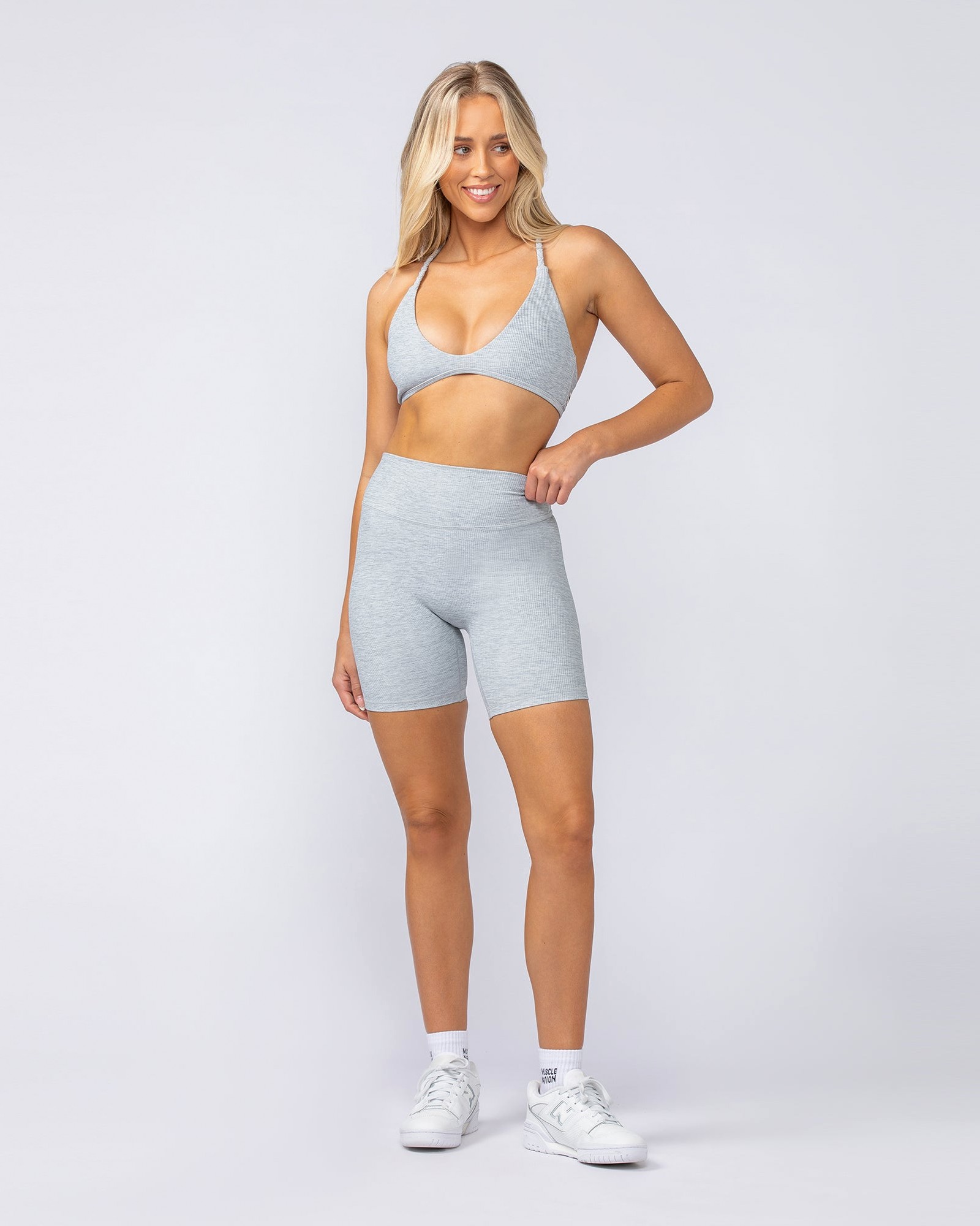 Zero Rise Rib Bike Shorts - Grey Marl
